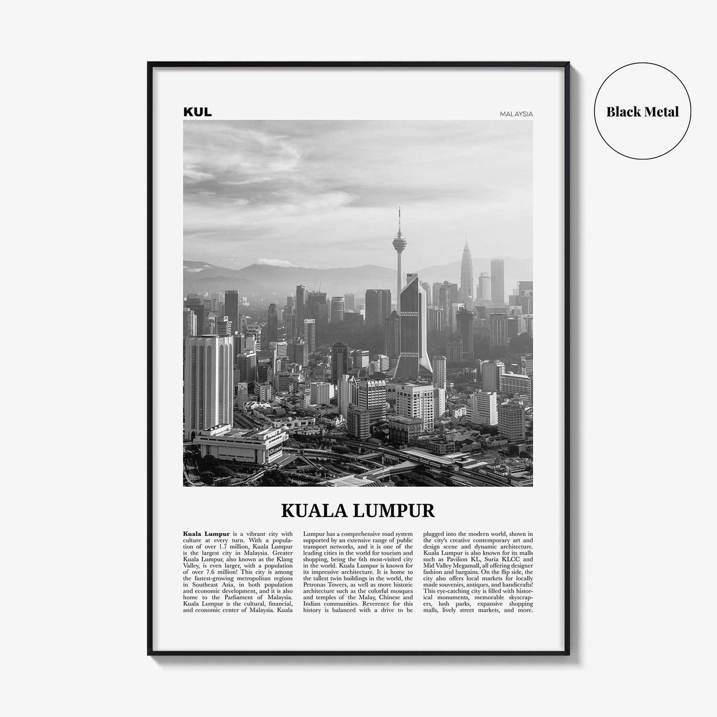 Kuala Lumpur Print Black and White No 3, Kuala Lumpur Wall Art, Kuala Lumpur Poster, Kuala Lumpur Photo, Kuala Lumpur Decor, Malaysia