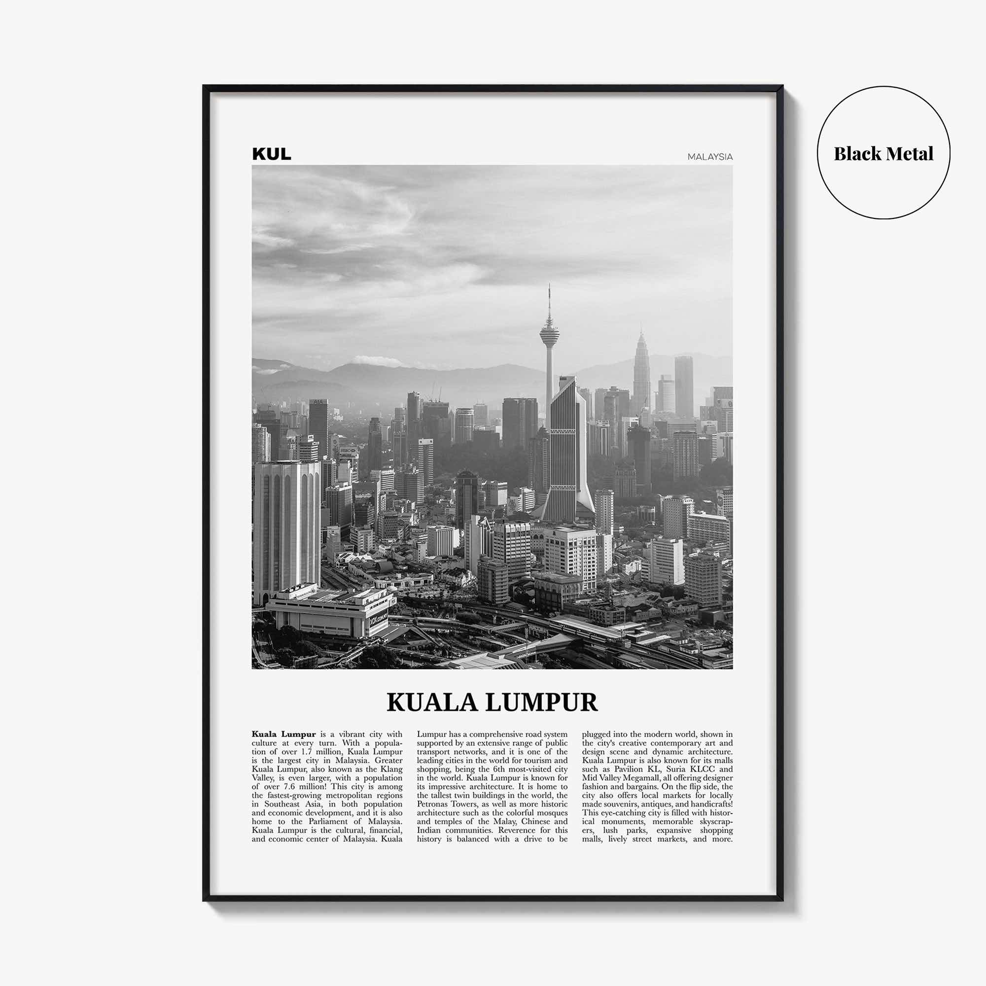 Kuala Lumpur Print Black and White No 3, Kuala Lumpur Wall Art, Kuala Lumpur Poster, Kuala Lumpur Photo, Kuala Lumpur Decor, Malaysia