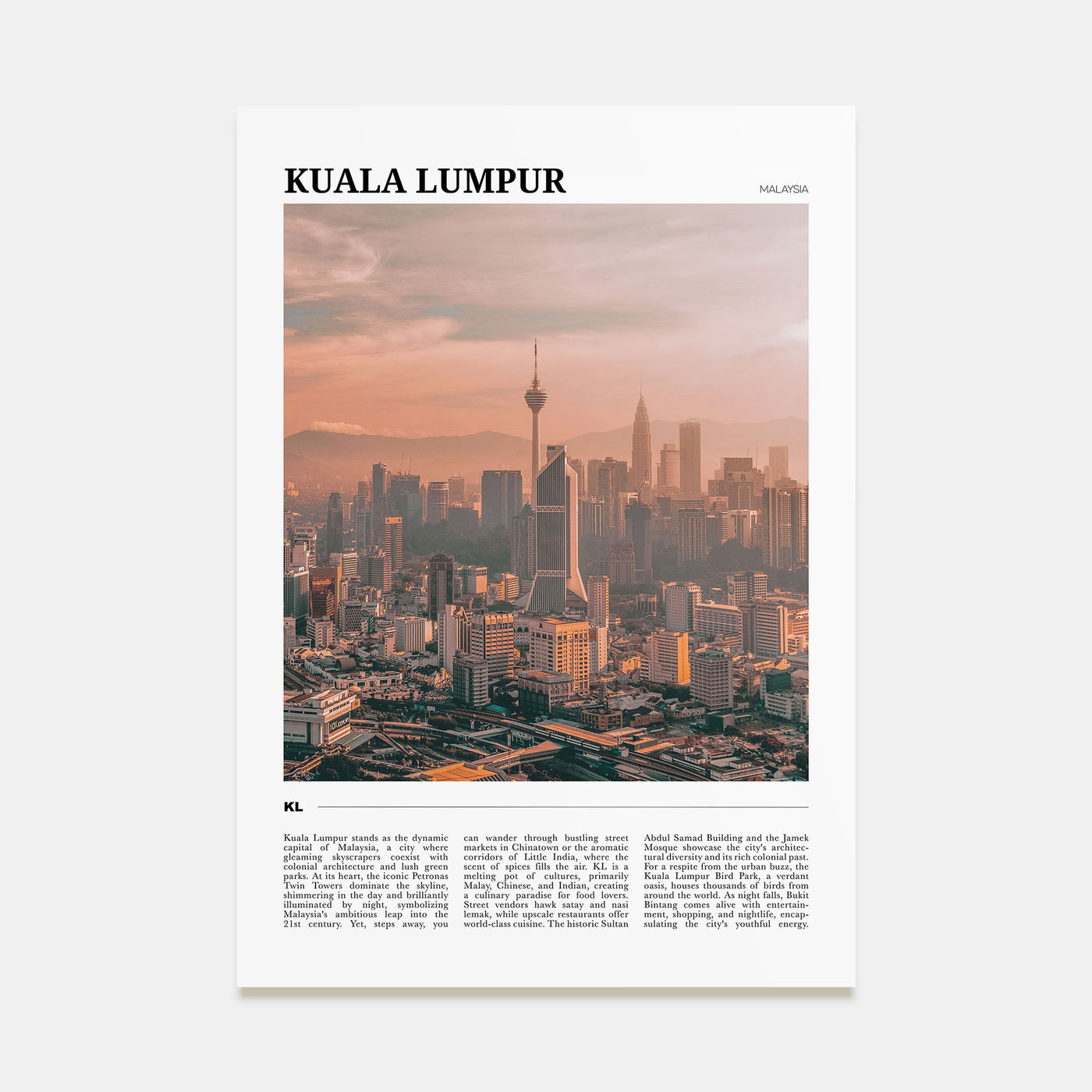 Kuala Lumpur Travel Color Poster