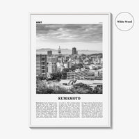 Kumamoto Print Black and White, Kumamoto Wall Art, Kumamoto Poster, Kumamoto Photo, Kumamoto Wall Décor, Kumamoto Map, Japan