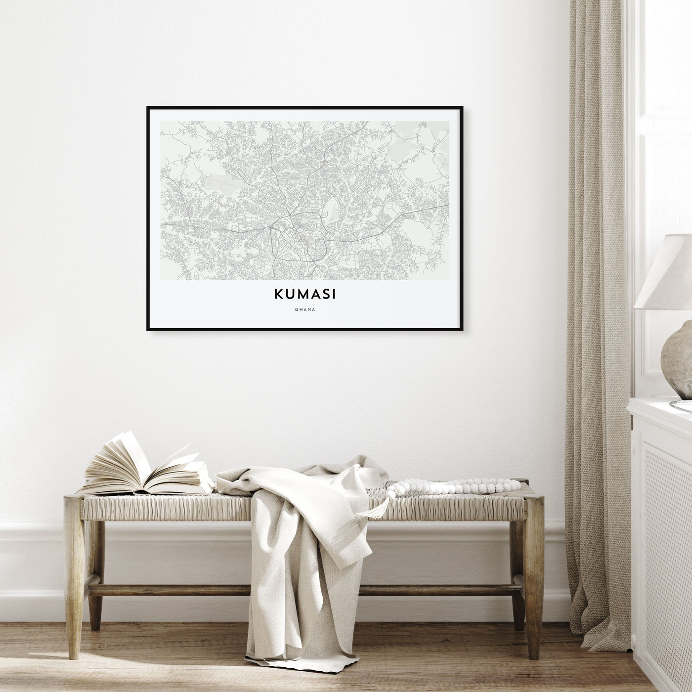 Kumasi Map Landscape Poster