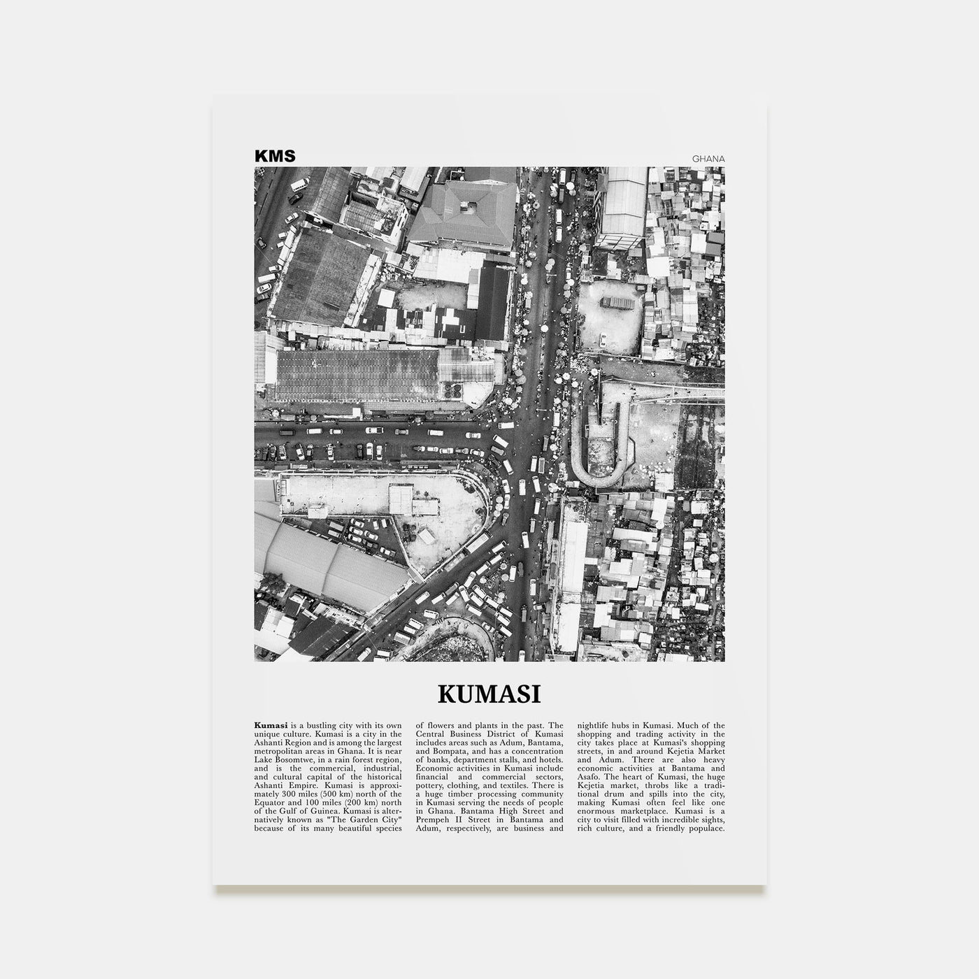 Kumasi Travel B&W Poster