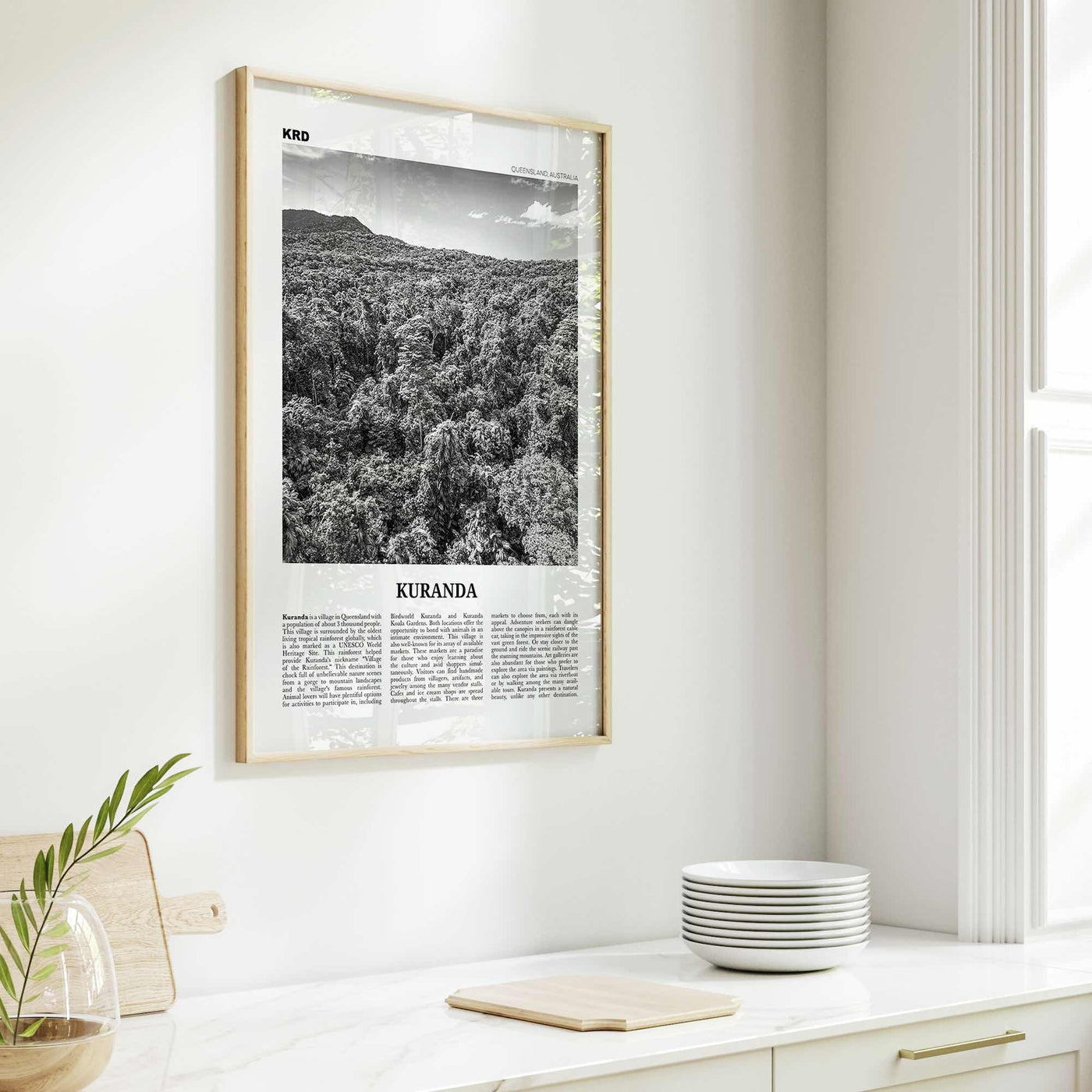 Kuranda Print Black and White, Kuranda Wall Art, Kuranda Poster, Kuranda Photo, Kuranda Wall Décor, Queensland, Australia