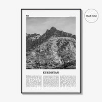 Kurdistan Print Black and White, Kurdistan Wall Art, Kurdistan Poster, Kurdistan Photo, Kurdistan Wall Décor, Kurdistan Map, Middle East