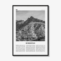 Kurdistan Print Black and White, Kurdistan Wall Art, Kurdistan Poster, Kurdistan Photo, Kurdistan Wall Décor, Kurdistan Map, Middle East