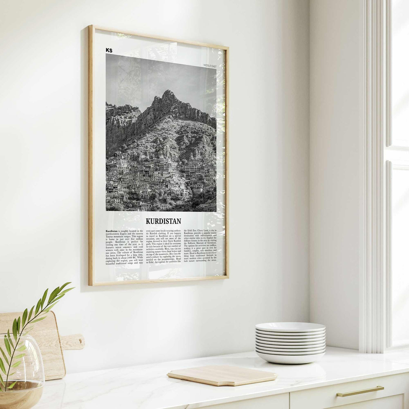 Kurdistan Print Black and White, Kurdistan Wall Art, Kurdistan Poster, Kurdistan Photo, Kurdistan Wall Décor, Kurdistan Map, Middle East