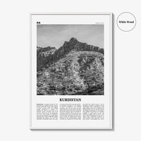 Kurdistan Print Black and White, Kurdistan Wall Art, Kurdistan Poster, Kurdistan Photo, Kurdistan Wall Décor, Kurdistan Map, Middle East