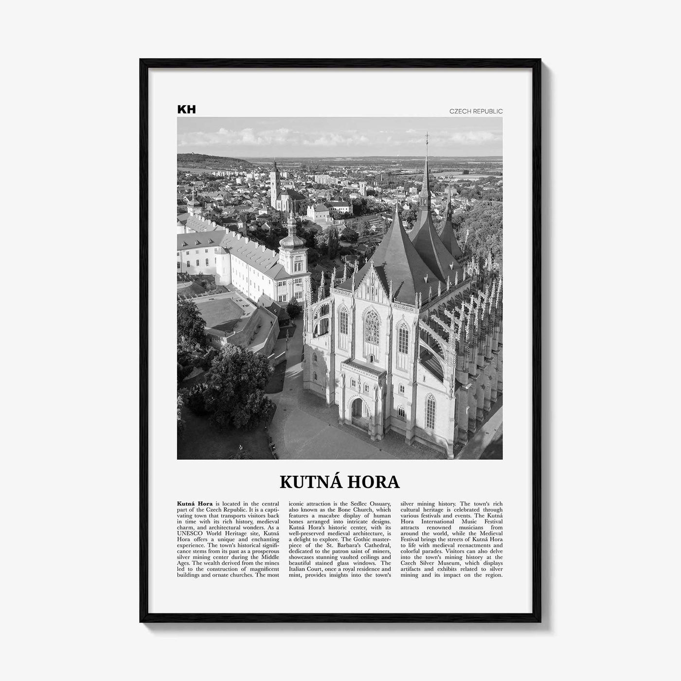 Kutna Hora Print Black and White, Kutna Hora Wall Art, Kutna Hora Poster, Kutna Hora Photo, Kutna Hora Wall Décor, Czech Republic