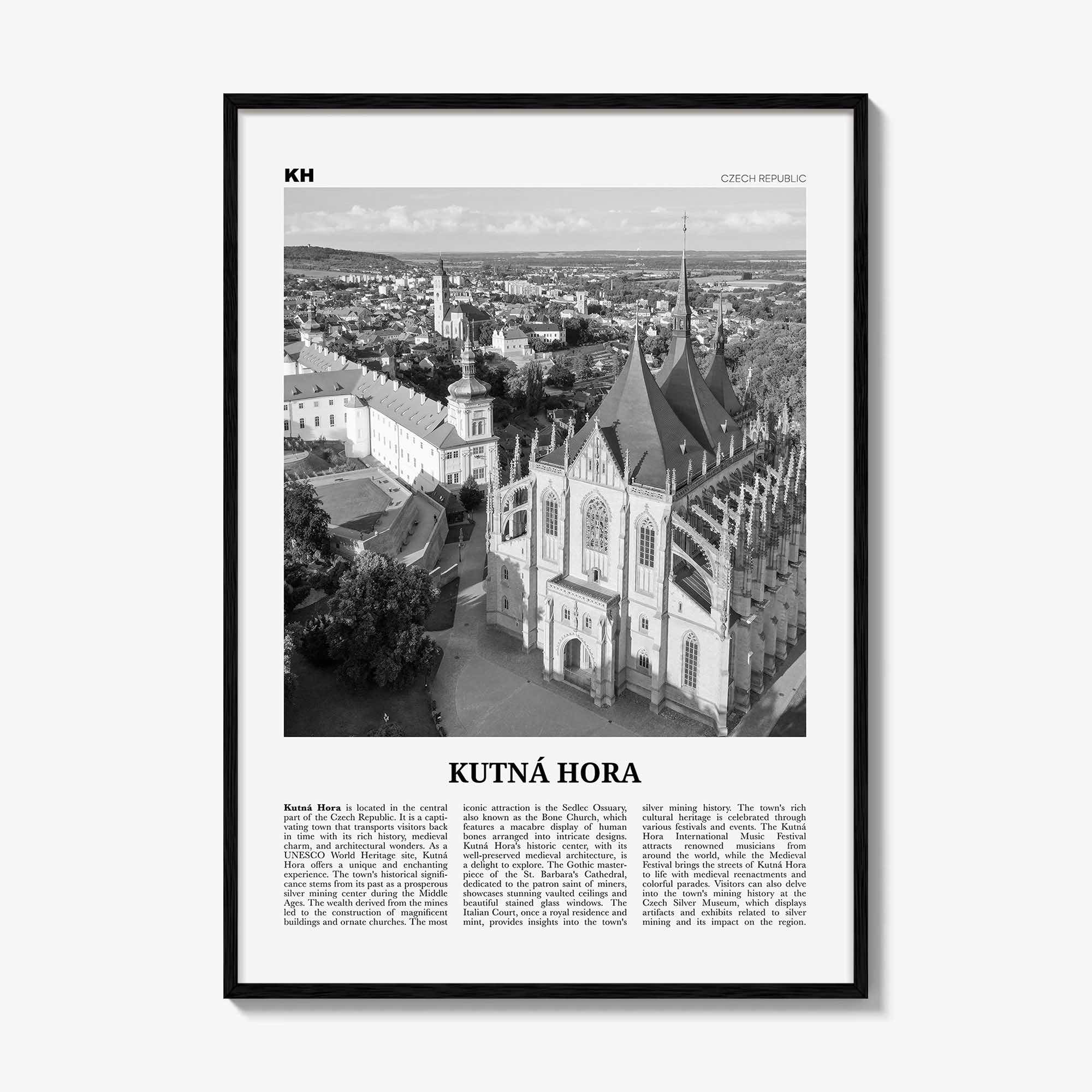 Kutna Hora Print Black and White, Kutna Hora Wall Art, Kutna Hora Poster, Kutna Hora Photo, Kutna Hora Wall Décor, Czech Republic