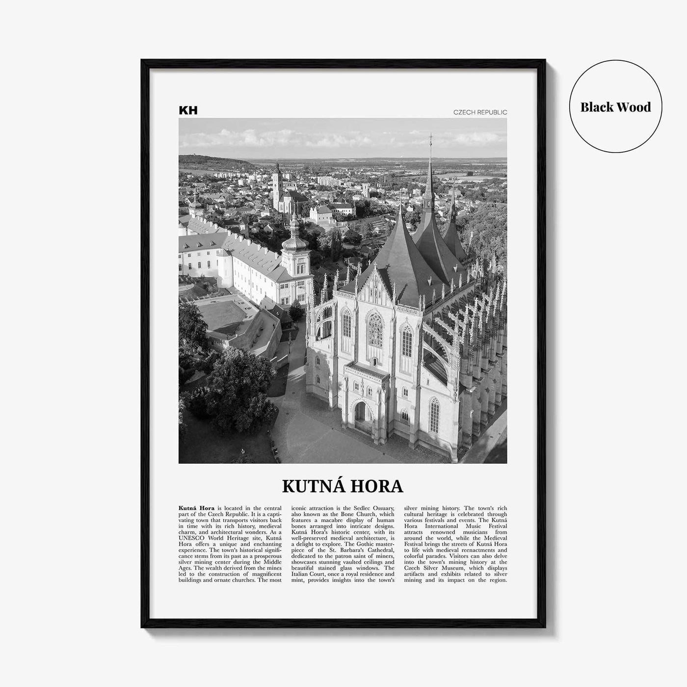 Kutna Hora Print Black and White, Kutna Hora Wall Art, Kutna Hora Poster, Kutna Hora Photo, Kutna Hora Wall Décor, Czech Republic