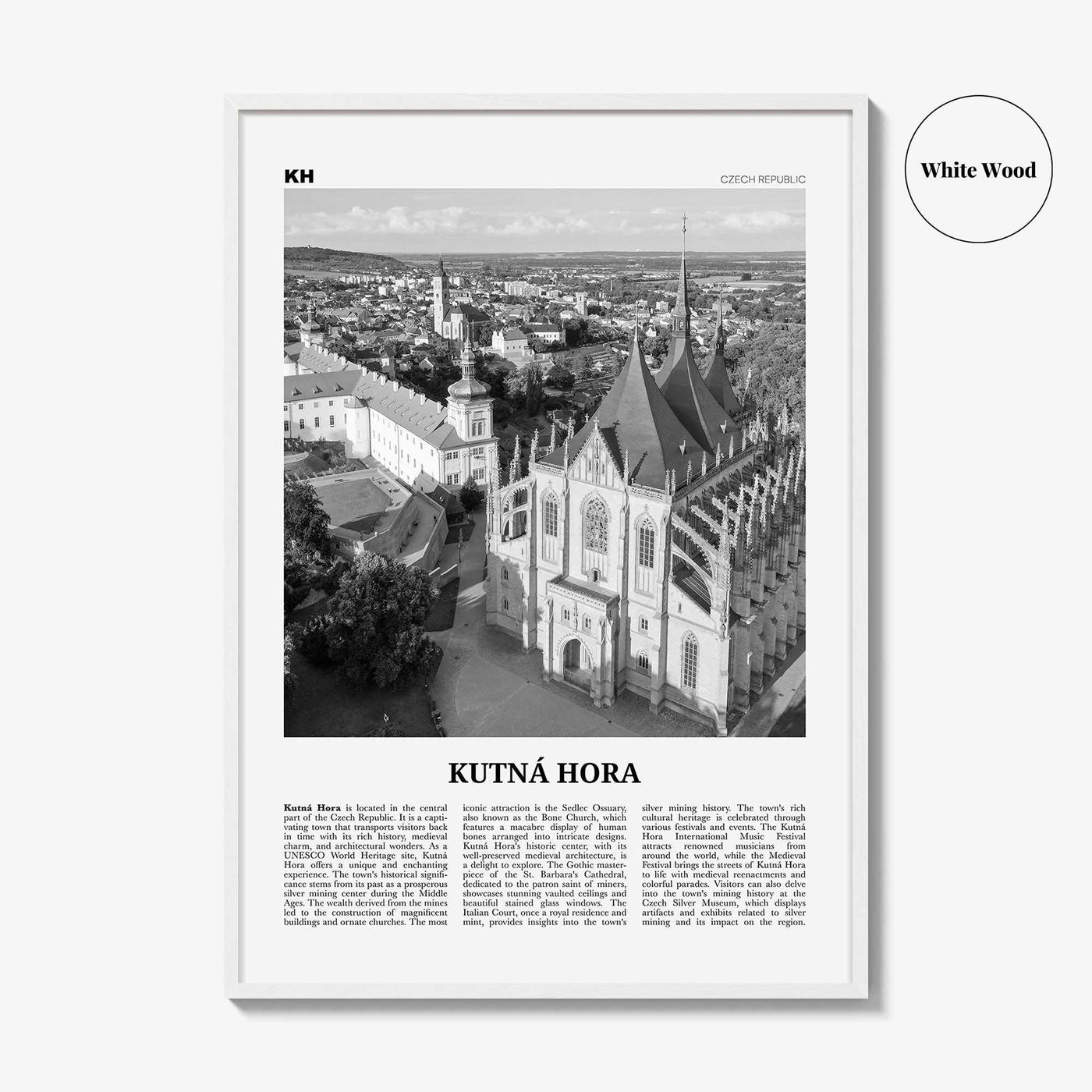 Kutna Hora Print Black and White, Kutna Hora Wall Art, Kutna Hora Poster, Kutna Hora Photo, Kutna Hora Wall Décor, Czech Republic