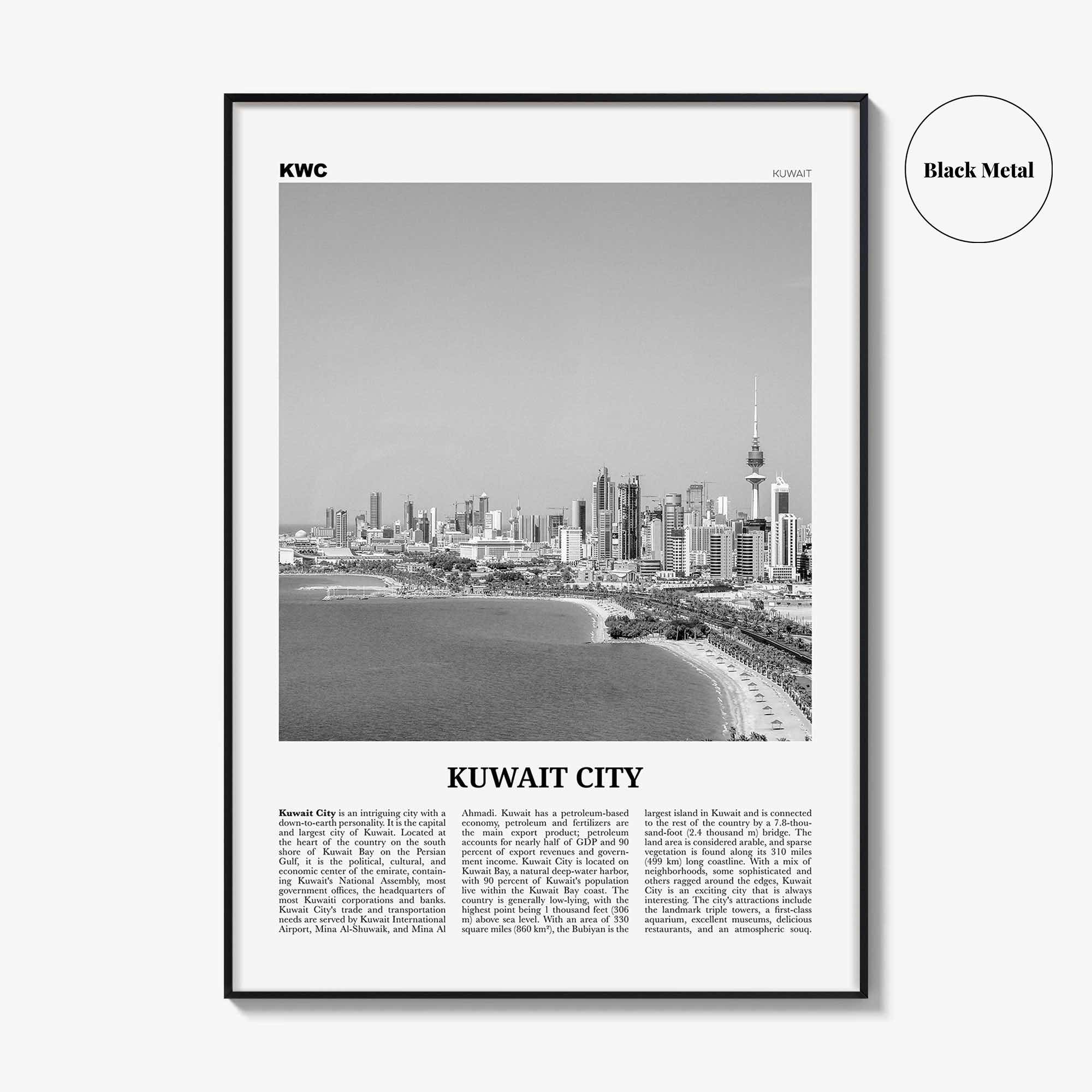 Kuwait City Print Black and White, Kuwait City Wall Art, Kuwait City Poster, Kuwait City Photo, Kuwait, مدينة الكويت Middle East