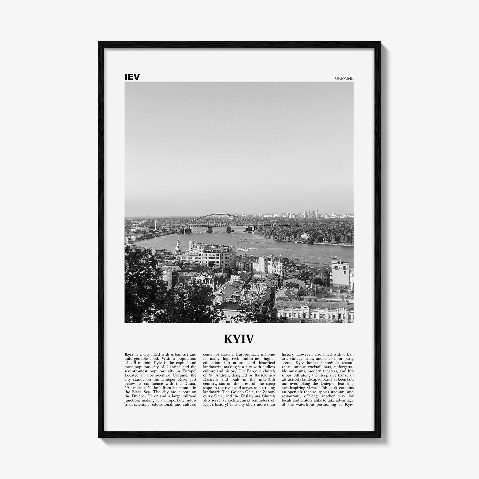 Kyiv Print Black and White No 3, Kyiv Wall Art, Kyiv Poster, Kiev Photo, Kyiv Wall Decor, Kyiv, Ukraine, Київ, Kiev Print Black and White