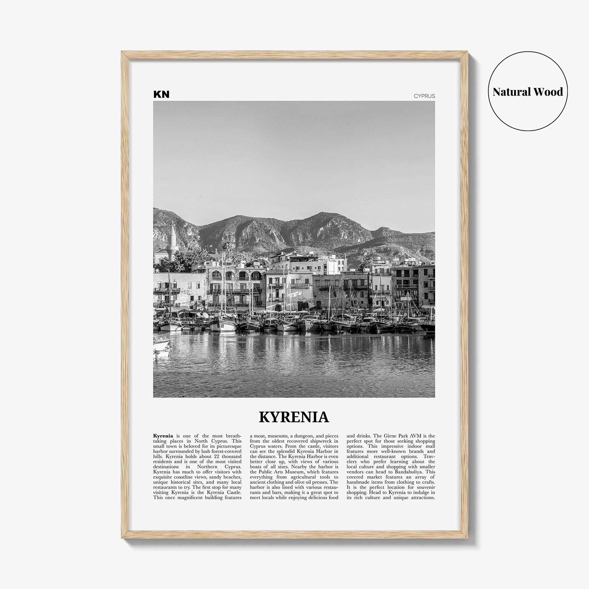 Kyrenia Print Black and White, Kyrenia Wall Art, Kyrenia Poster, Kyrenia Photo, Kyrenia Wall Décor, Kyrenia Map, Cyprus