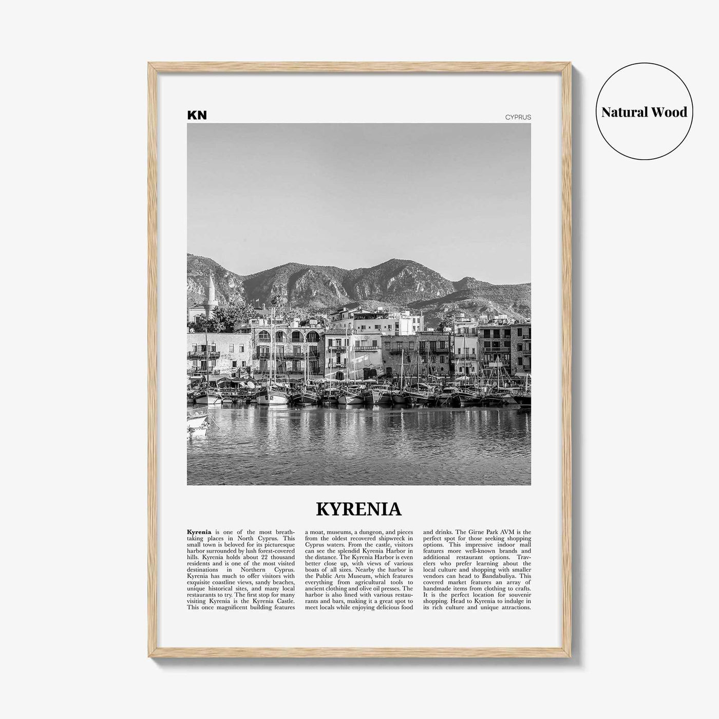 Kyrenia Print Black and White, Kyrenia Wall Art, Kyrenia Poster, Kyrenia Photo, Kyrenia Wall Décor, Kyrenia Map, Cyprus