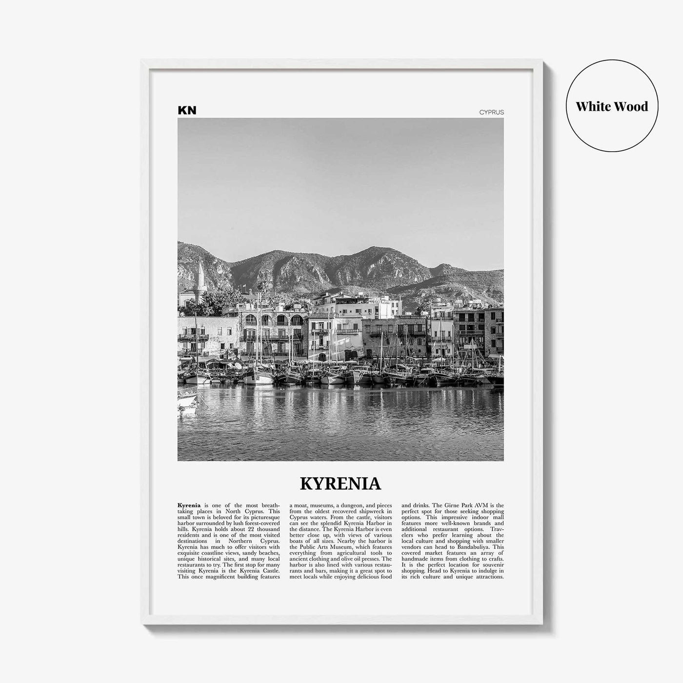 Kyrenia Print Black and White, Kyrenia Wall Art, Kyrenia Poster, Kyrenia Photo, Kyrenia Wall Décor, Kyrenia Map, Cyprus