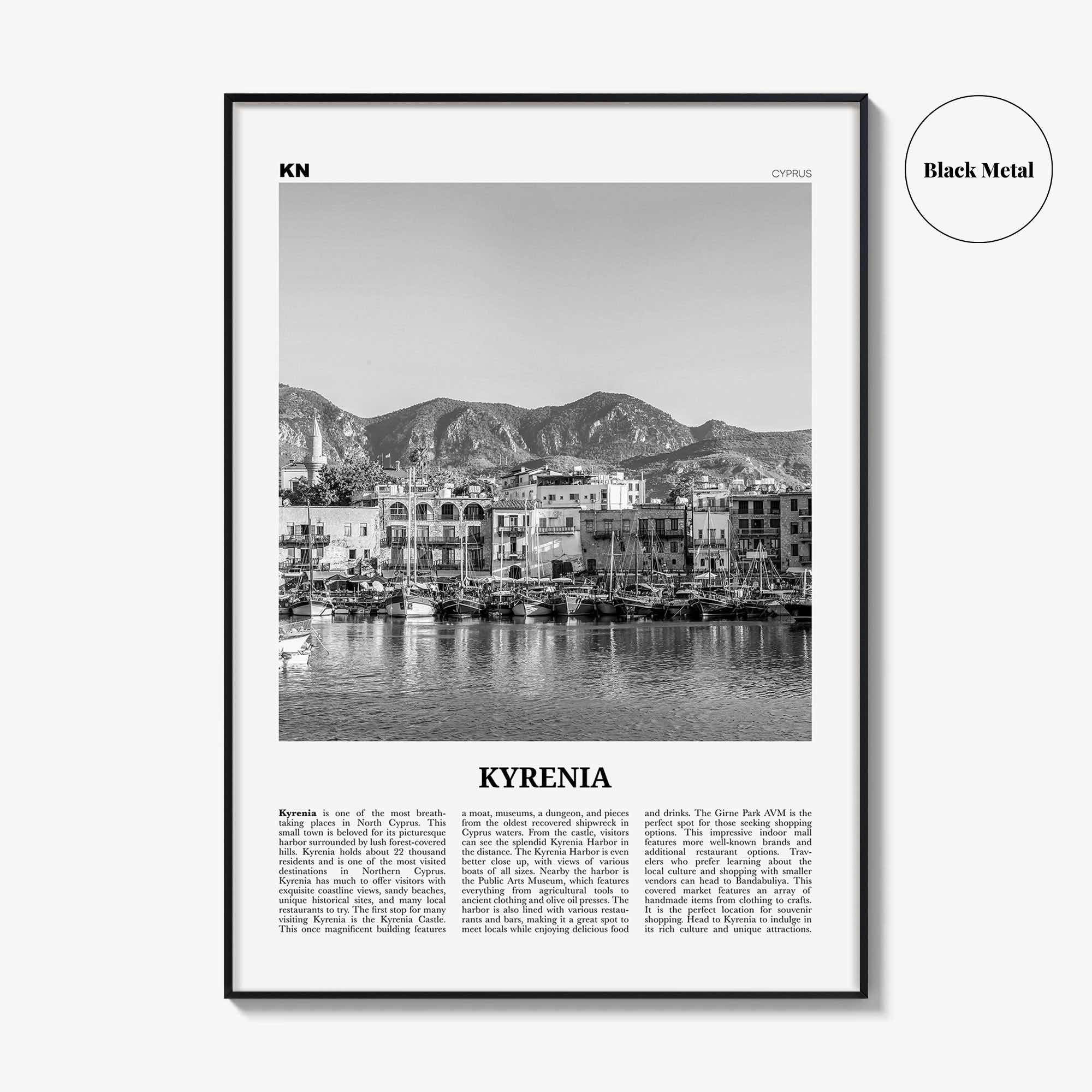 Kyrenia Print Black and White, Kyrenia Wall Art, Kyrenia Poster, Kyrenia Photo, Kyrenia Wall Décor, Kyrenia Map, Cyprus