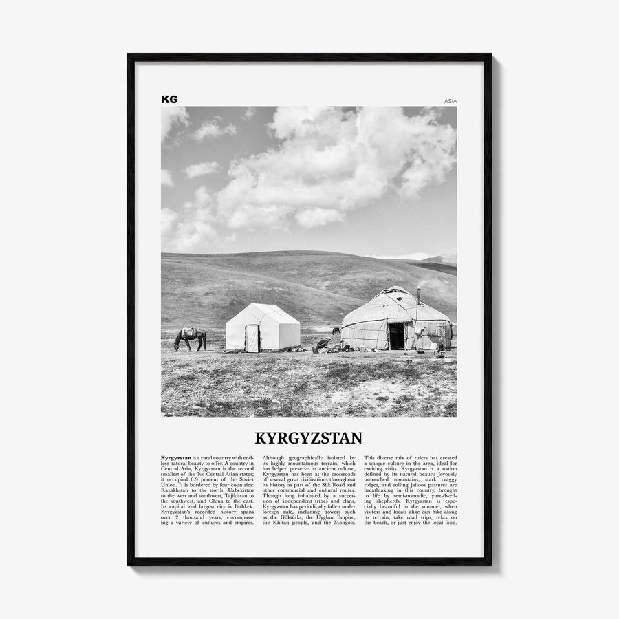 Kyrgyzstan Print Black and White, Kyrgyzstan Wall Art, Kyrgyzstan Poster, Kyrgyzstan Photo, Kyrgyz, Кыргызстан, Kırgızstan, Киргизия, Asia