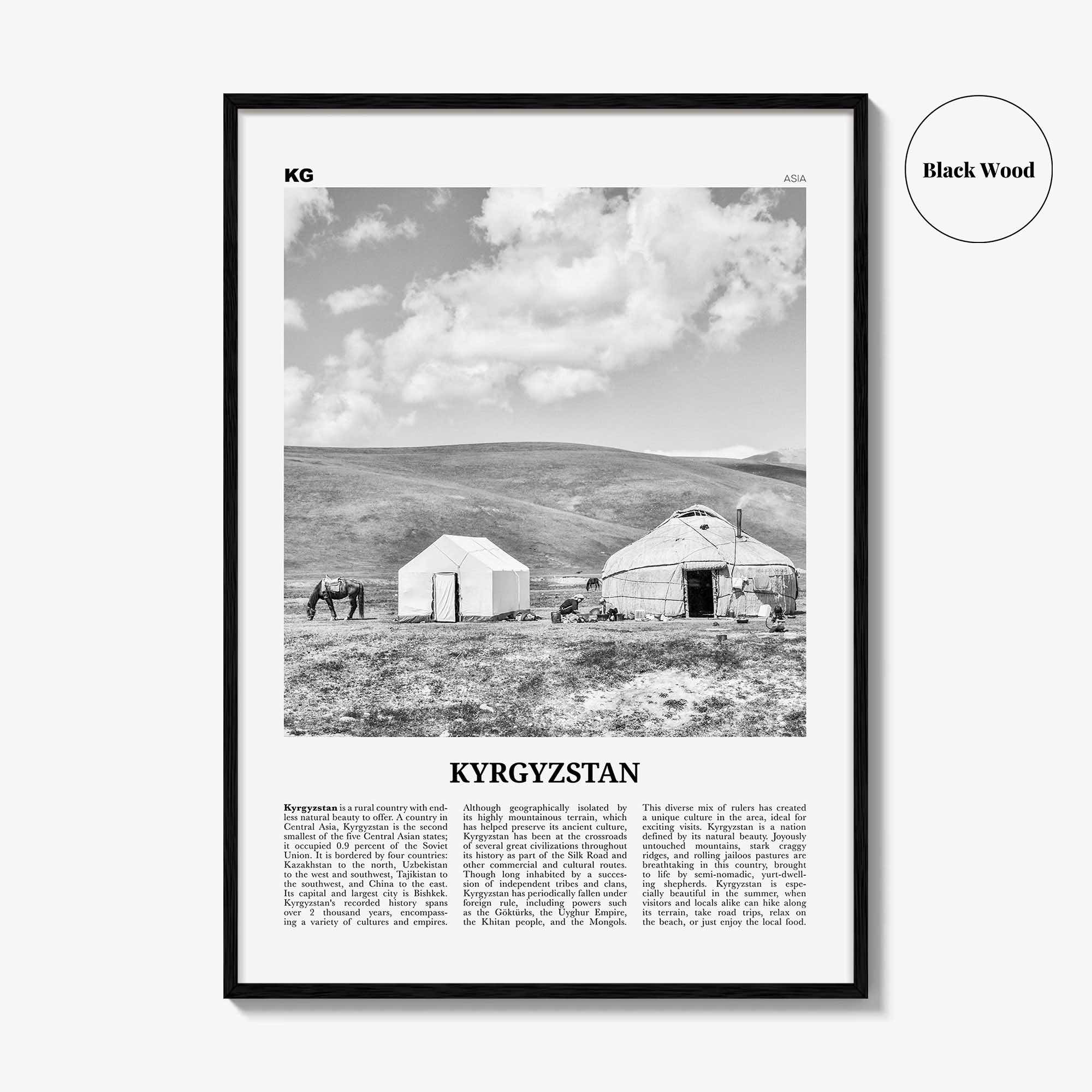 Kyrgyzstan Print Black and White, Kyrgyzstan Wall Art, Kyrgyzstan Poster, Kyrgyzstan Photo, Kyrgyz, Кыргызстан, Kırgızstan, Киргизия, Asia