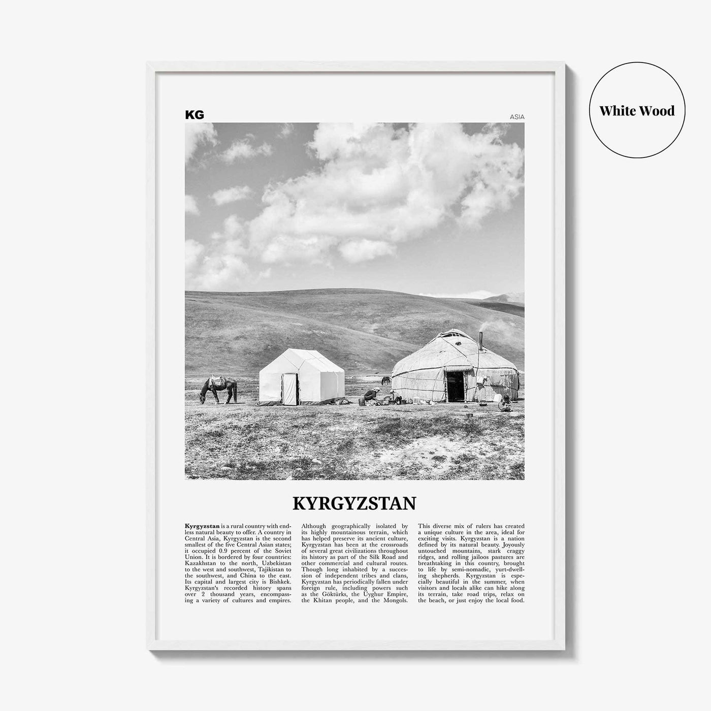 Kyrgyzstan Print Black and White, Kyrgyzstan Wall Art, Kyrgyzstan Poster, Kyrgyzstan Photo, Kyrgyz, Кыргызстан, Kırgızstan, Киргизия, Asia