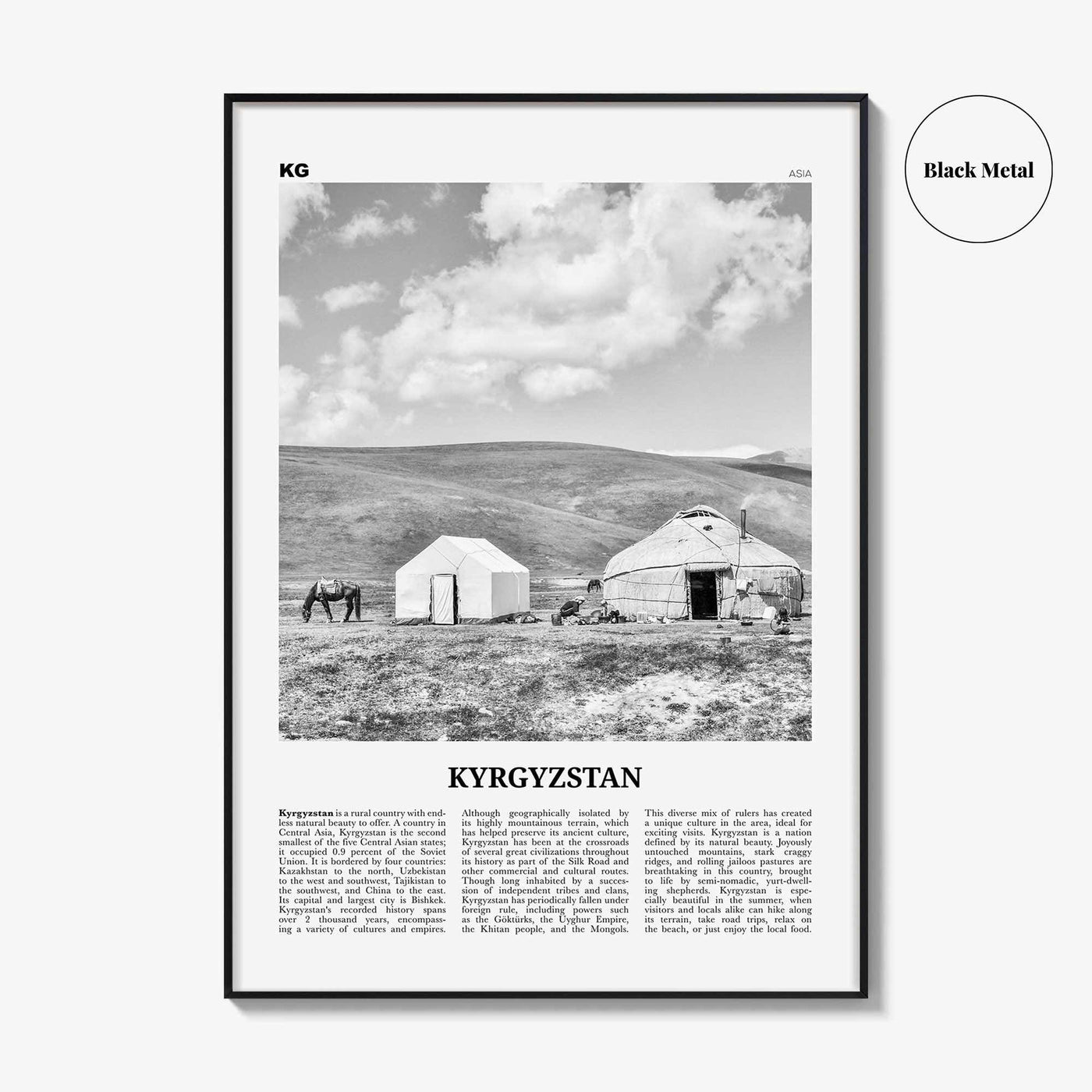 Kyrgyzstan Print Black and White, Kyrgyzstan Wall Art, Kyrgyzstan Poster, Kyrgyzstan Photo, Kyrgyz, Кыргызстан, Kırgızstan, Киргизия, Asia