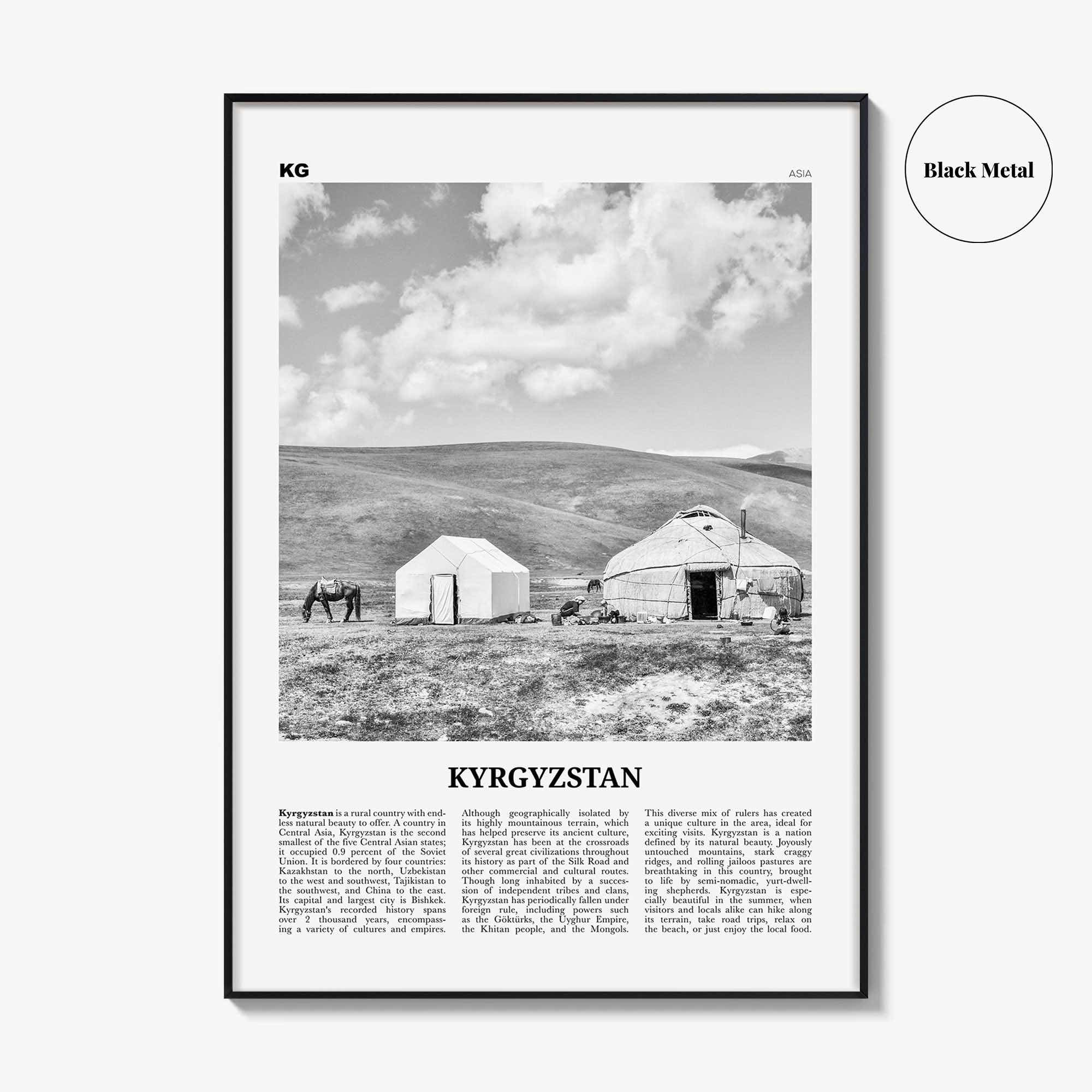 Kyrgyzstan Print Black and White, Kyrgyzstan Wall Art, Kyrgyzstan Poster, Kyrgyzstan Photo, Kyrgyz, Кыргызстан, Kırgızstan, Киргизия, Asia