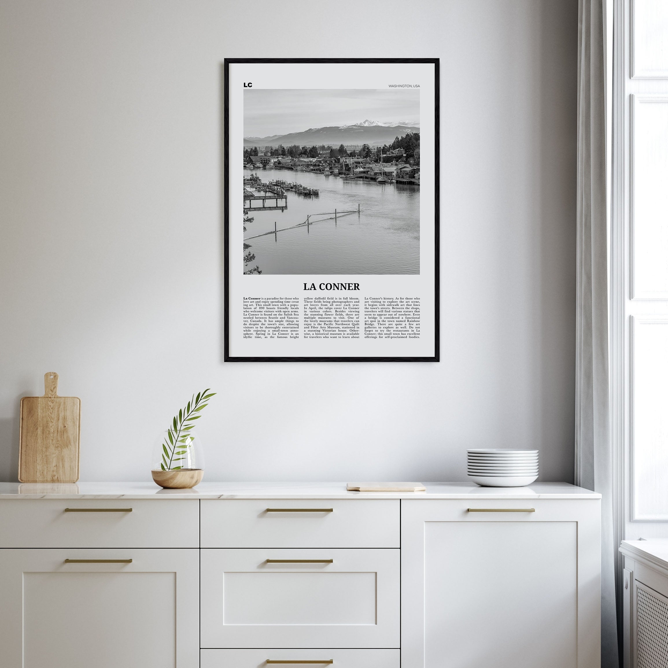 La Conner Travel B&W Poster