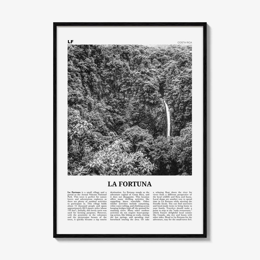 La Fortuna Print Black and White, La Fortuna Wall Art, La Fortuna Poster, La Fortuna Photo, La Fortuna Wall Décor, Costa Rica