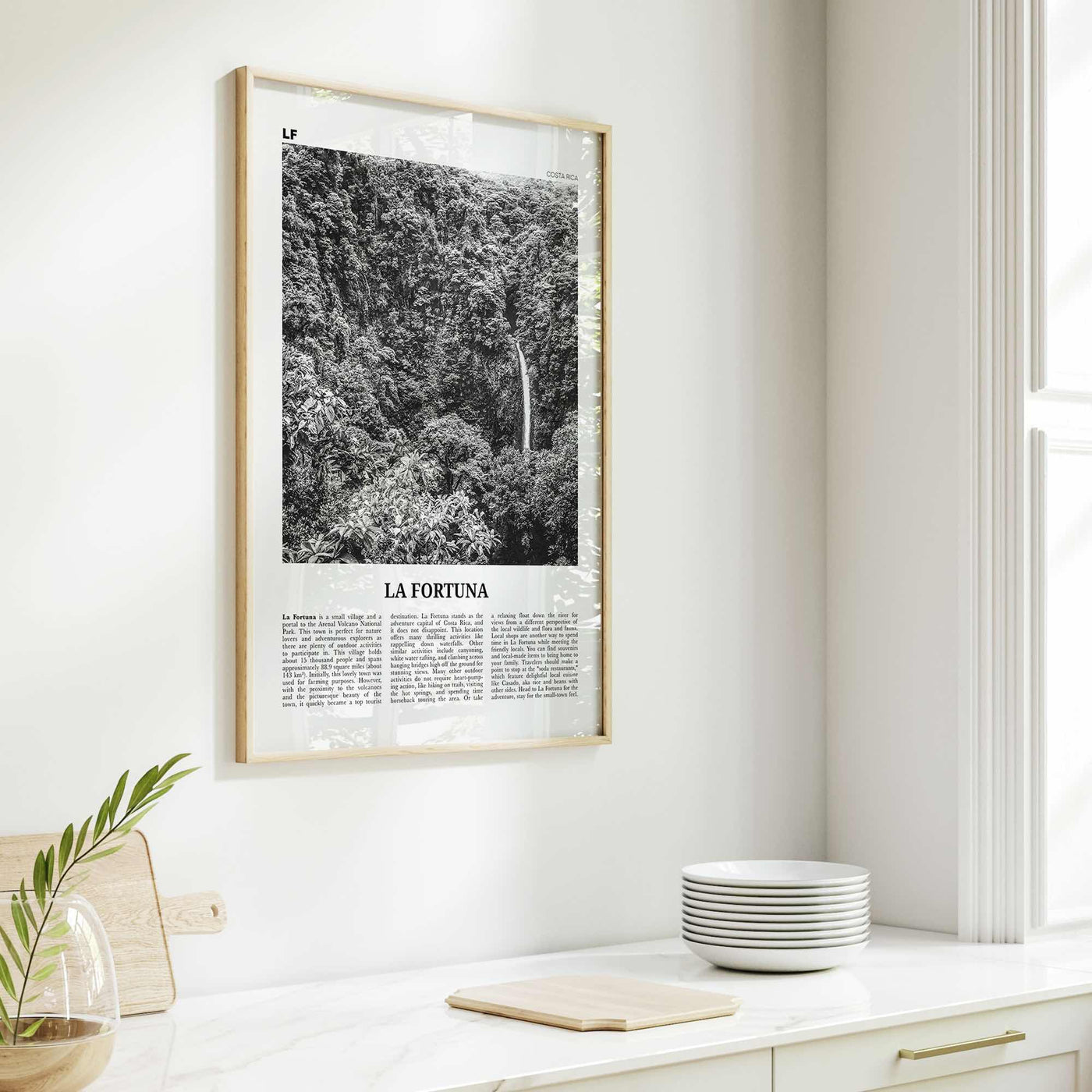 La Fortuna Print Black and White, La Fortuna Wall Art, La Fortuna Poster, La Fortuna Photo, La Fortuna Wall Décor, Costa Rica