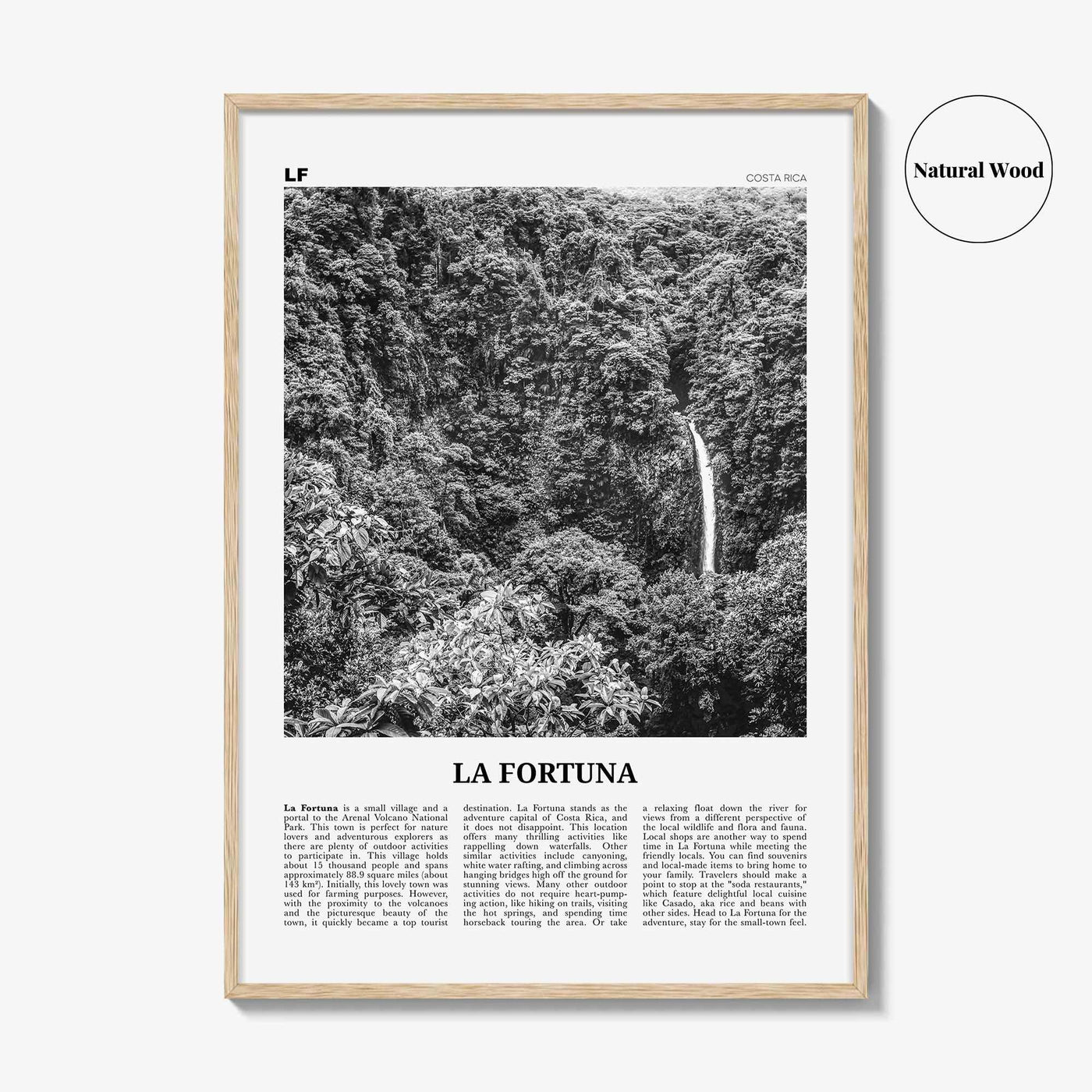 La Fortuna Print Black and White, La Fortuna Wall Art, La Fortuna Poster, La Fortuna Photo, La Fortuna Wall Décor, Costa Rica