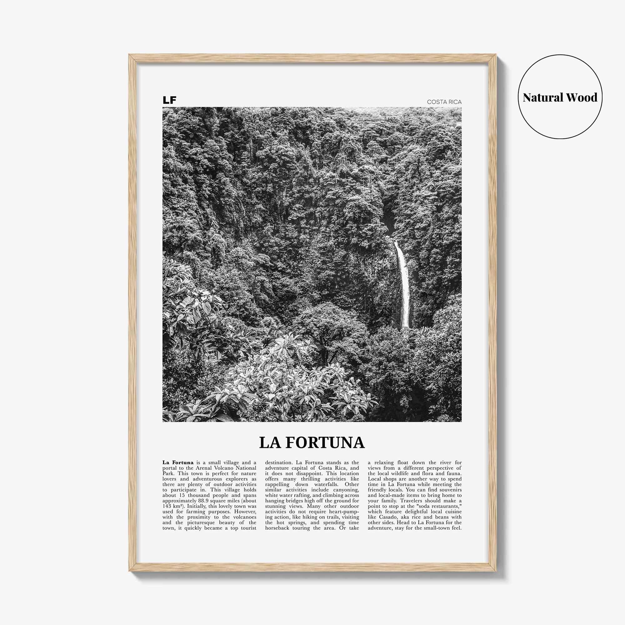 La Fortuna Print Black and White, La Fortuna Wall Art, La Fortuna Poster, La Fortuna Photo, La Fortuna Wall Décor, Costa Rica