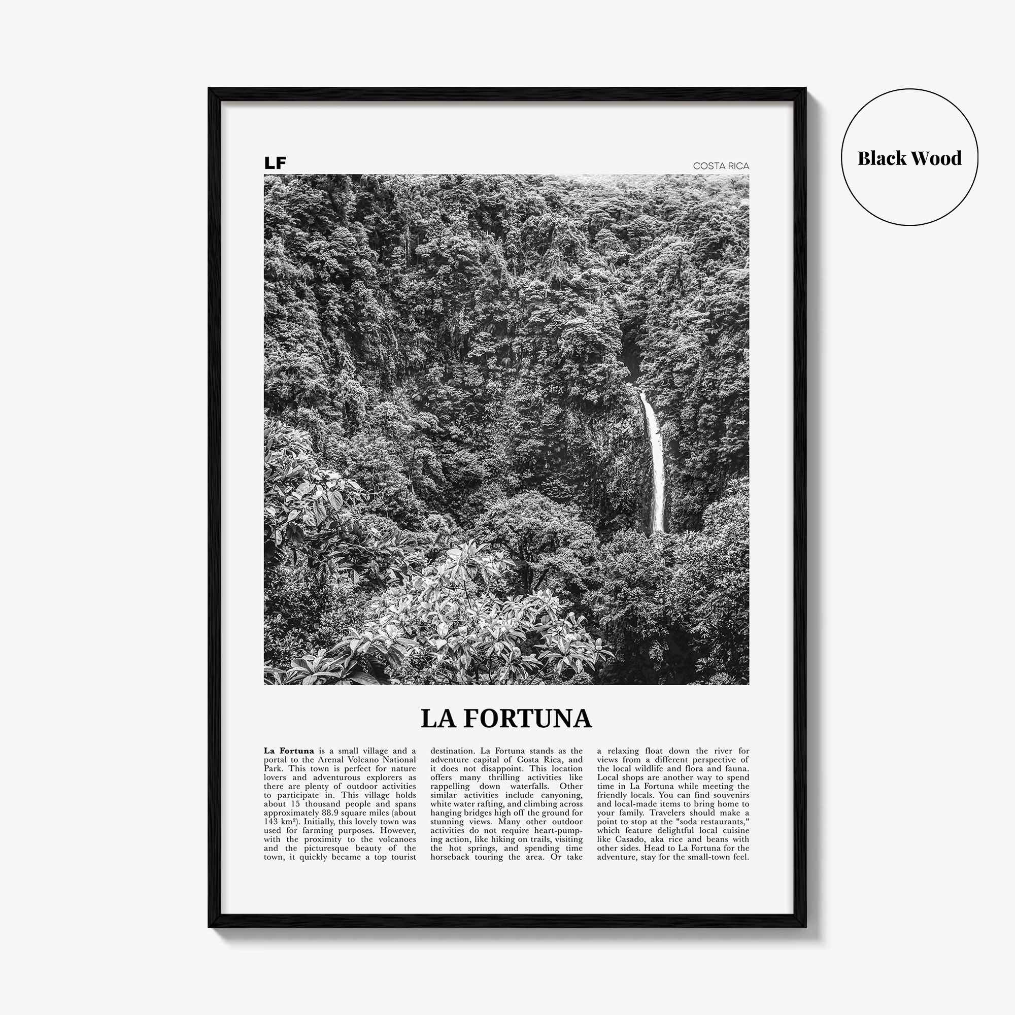 La Fortuna Print Black and White, La Fortuna Wall Art, La Fortuna Poster, La Fortuna Photo, La Fortuna Wall Décor, Costa Rica