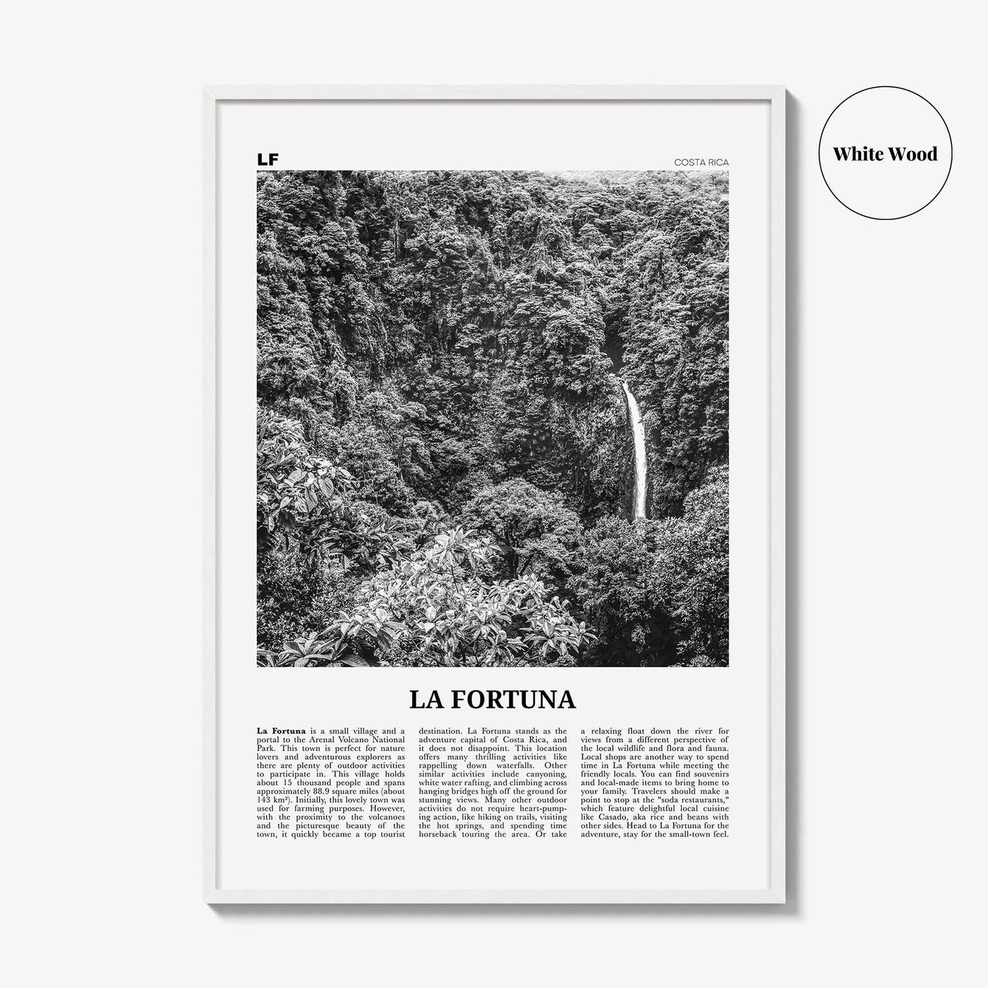 La Fortuna Print Black and White, La Fortuna Wall Art, La Fortuna Poster, La Fortuna Photo, La Fortuna Wall Décor, Costa Rica