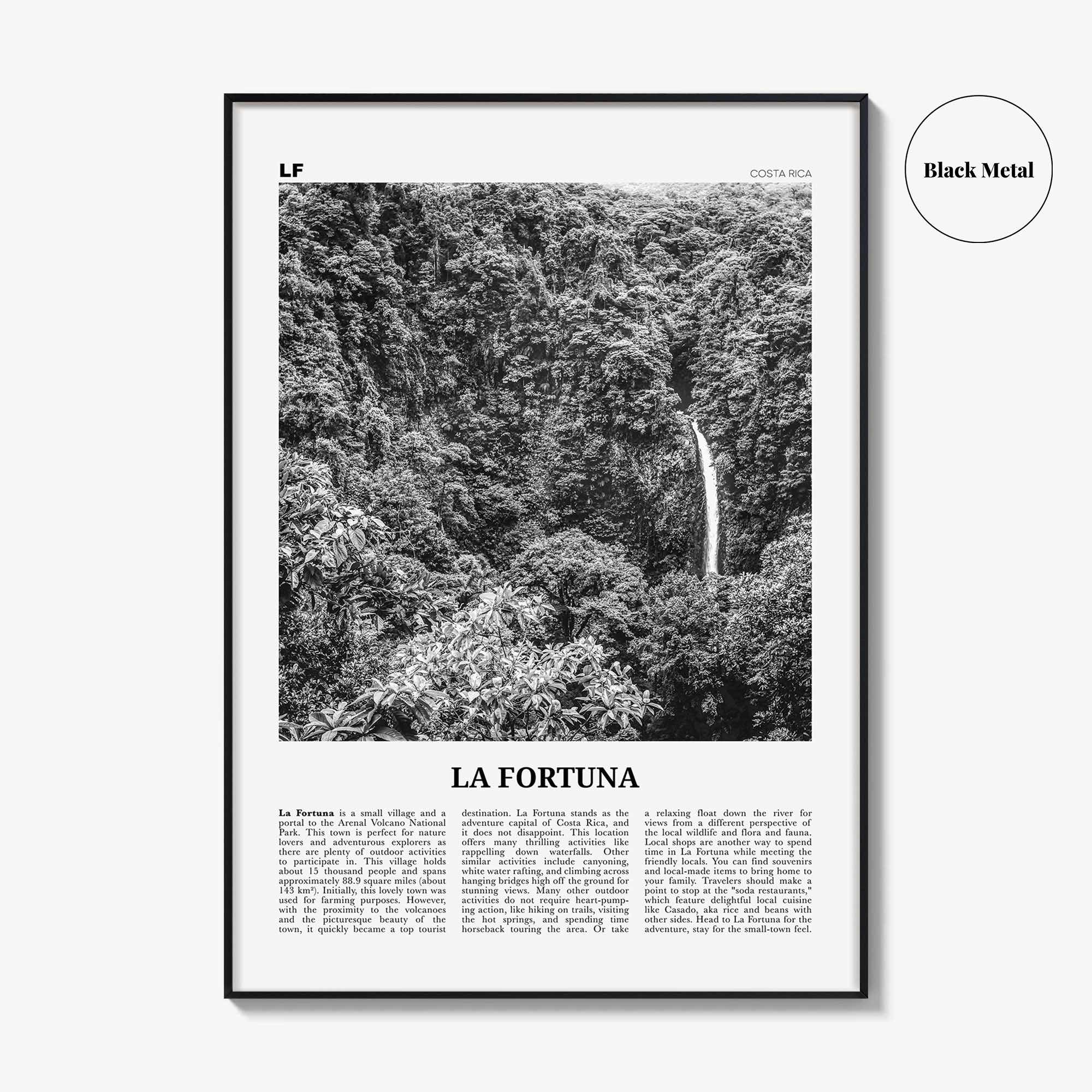 La Fortuna Print Black and White, La Fortuna Wall Art, La Fortuna Poster, La Fortuna Photo, La Fortuna Wall Décor, Costa Rica