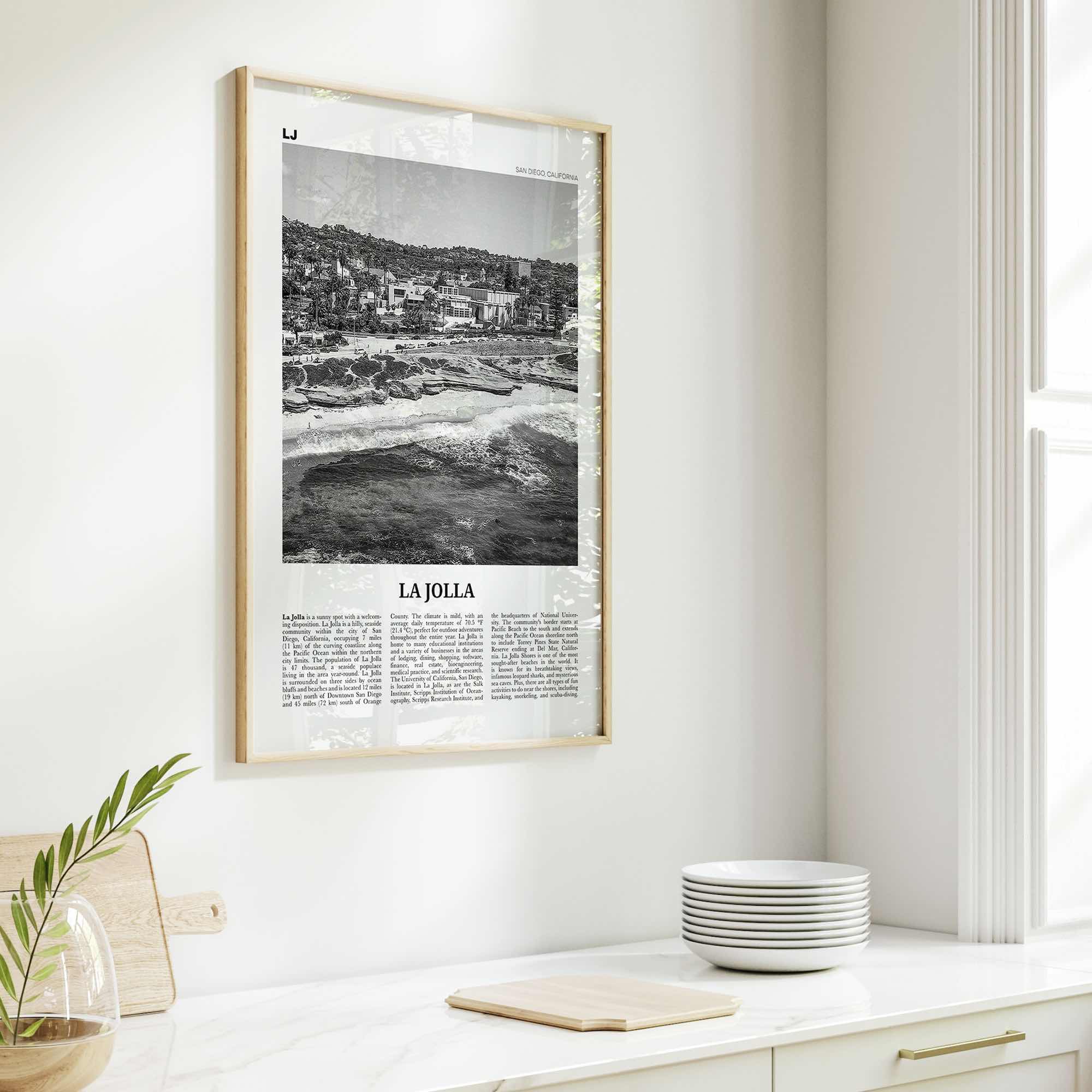 La Jolla Print Black and White No 1, La Jolla Wall Art, La Jolla Poster, La Jolla Photo, San Diego, California, USA, United States