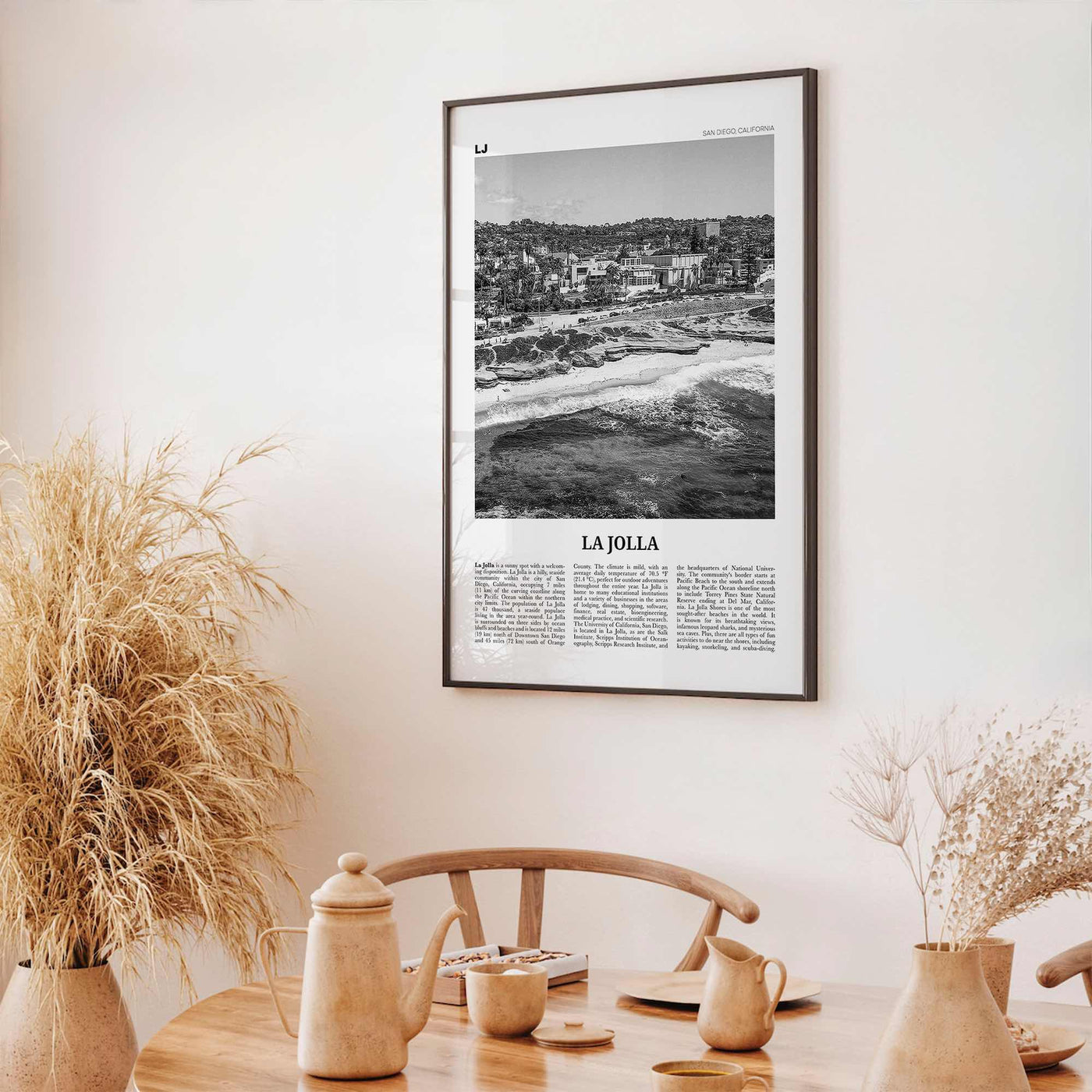 La Jolla Print Black and White No 1, La Jolla Wall Art, La Jolla Poster, La Jolla Photo, San Diego, California, USA, United States