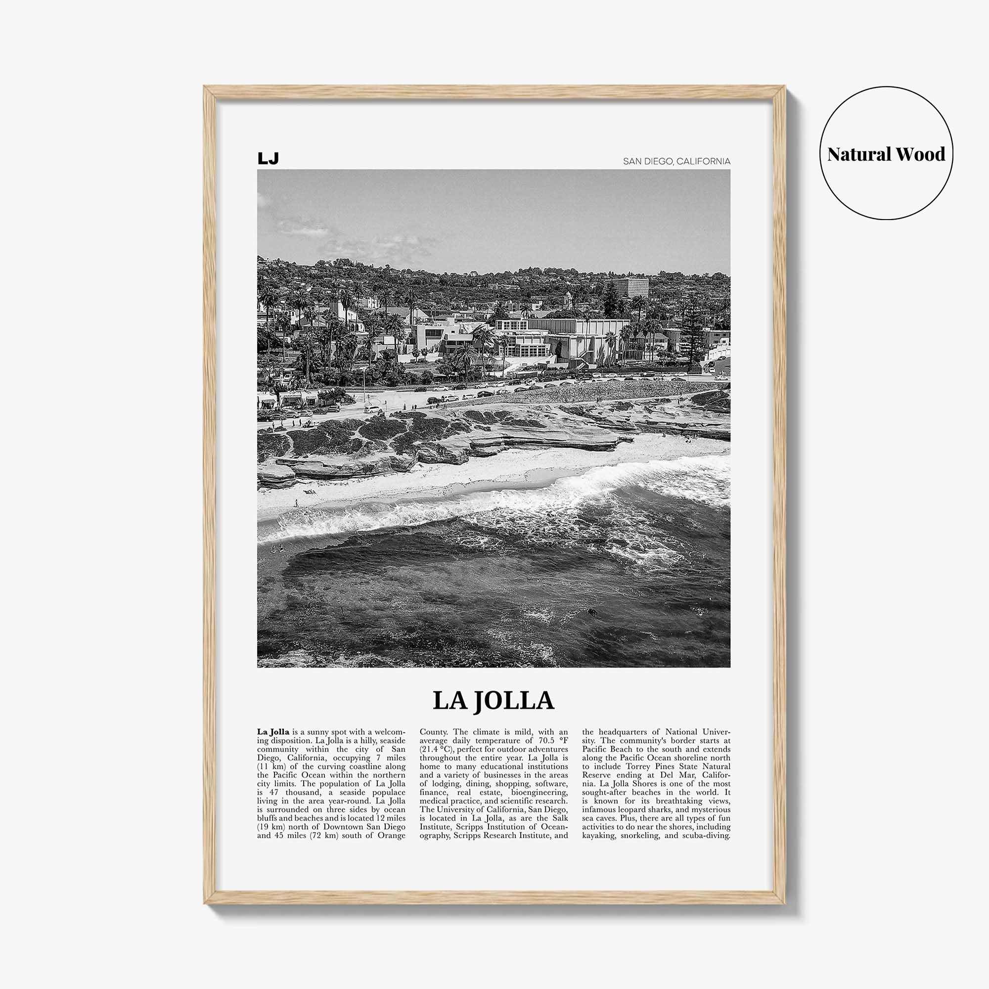 La Jolla Print Black and White No 1, La Jolla Wall Art, La Jolla Poster, La Jolla Photo, San Diego, California, USA, United States