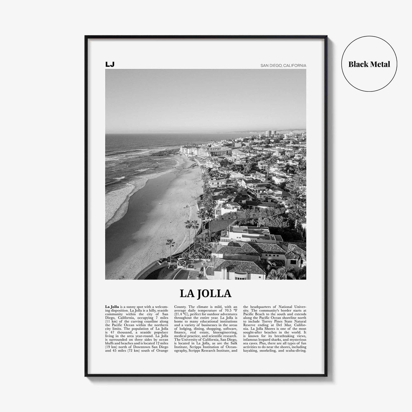 La Jolla Print Black and White No 2, La Jolla Wall Art, La Jolla Poster, La Jolla Photo, San Diego, California, USA, United States, America