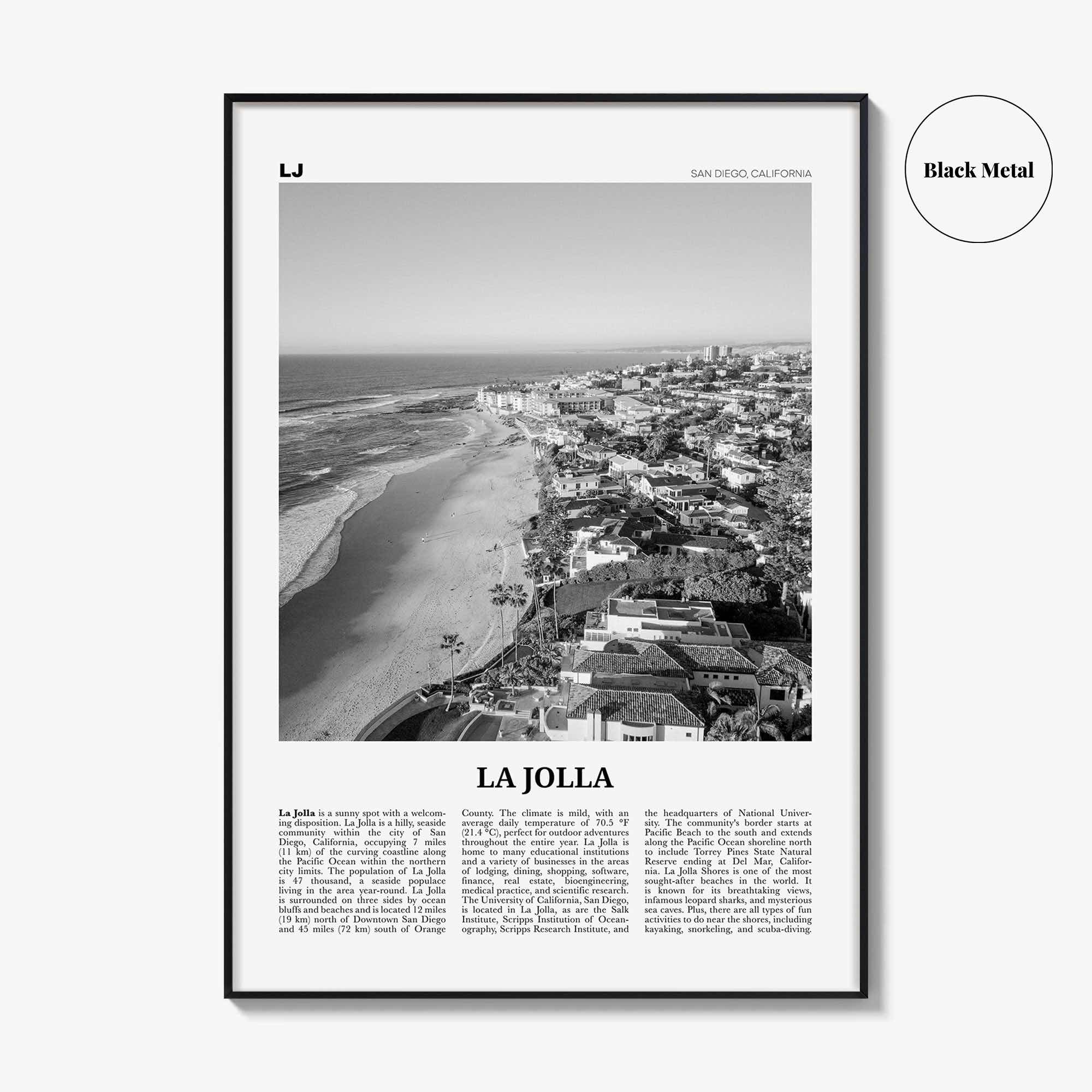 La Jolla Print Black and White No 2, La Jolla Wall Art, La Jolla Poster, La Jolla Photo, San Diego, California, USA, United States, America