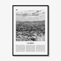 La Mesa Print Black and White, La Mesa Wall Art, La Mesa Poster, La Mesa Photo, La Mesa Wall Décor, La Mesa Map, California, USA