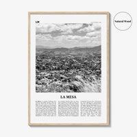 La Mesa Print Black and White, La Mesa Wall Art, La Mesa Poster, La Mesa Photo, La Mesa Wall Décor, La Mesa Map, California, USA