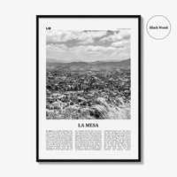 La Mesa Print Black and White, La Mesa Wall Art, La Mesa Poster, La Mesa Photo, La Mesa Wall Décor, La Mesa Map, California, USA