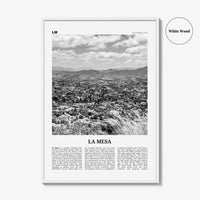La Mesa Print Black and White, La Mesa Wall Art, La Mesa Poster, La Mesa Photo, La Mesa Wall Décor, La Mesa Map, California, USA