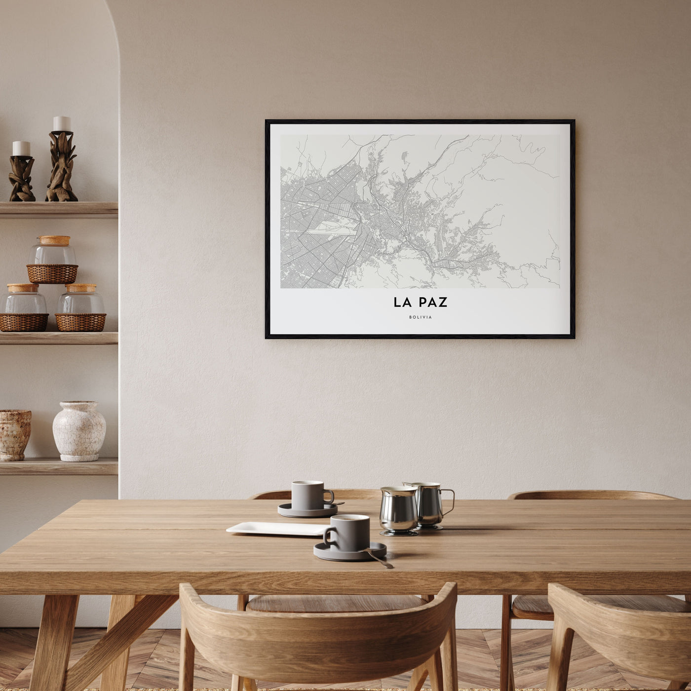 La Paz Map Landscape Poster