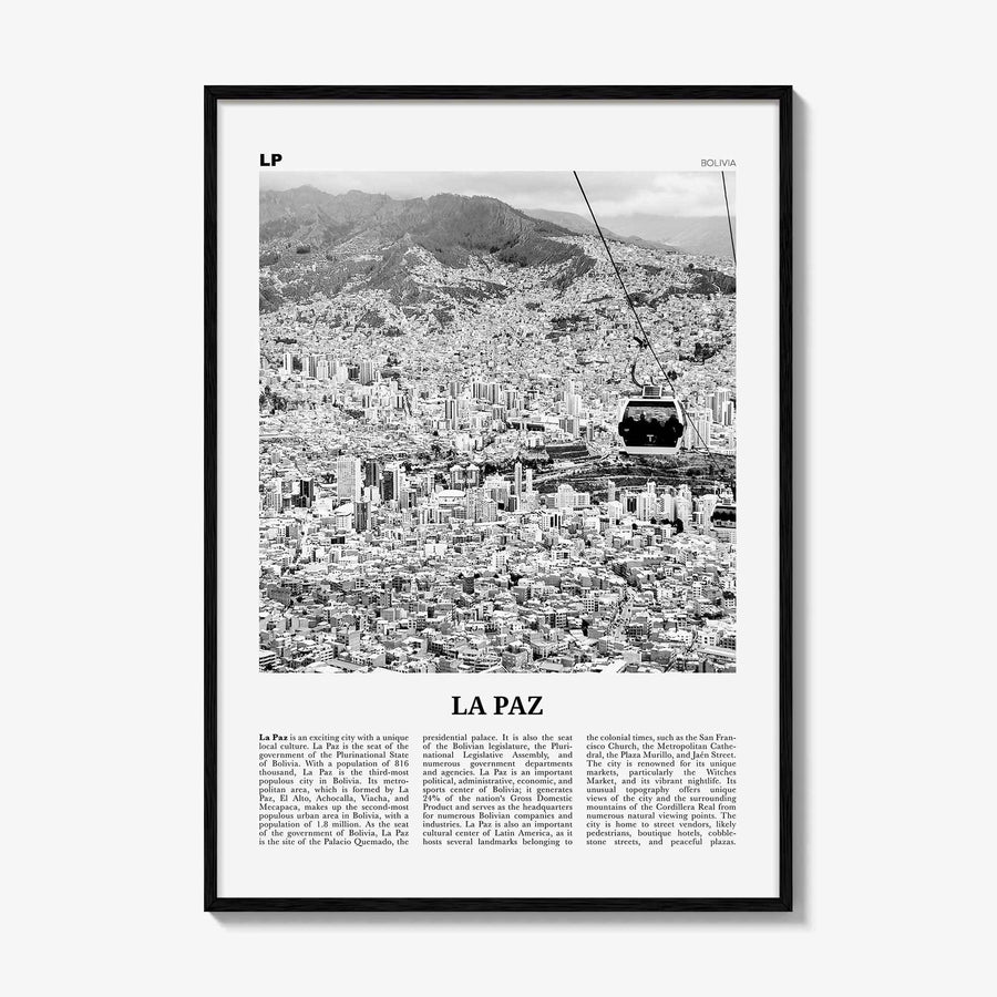 La Paz Print Black and White, La Paz Wall Art, La Paz Poster, La Paz Photo, La Paz Decor, Bolivia, Nuestra Señora de La Paz, South America