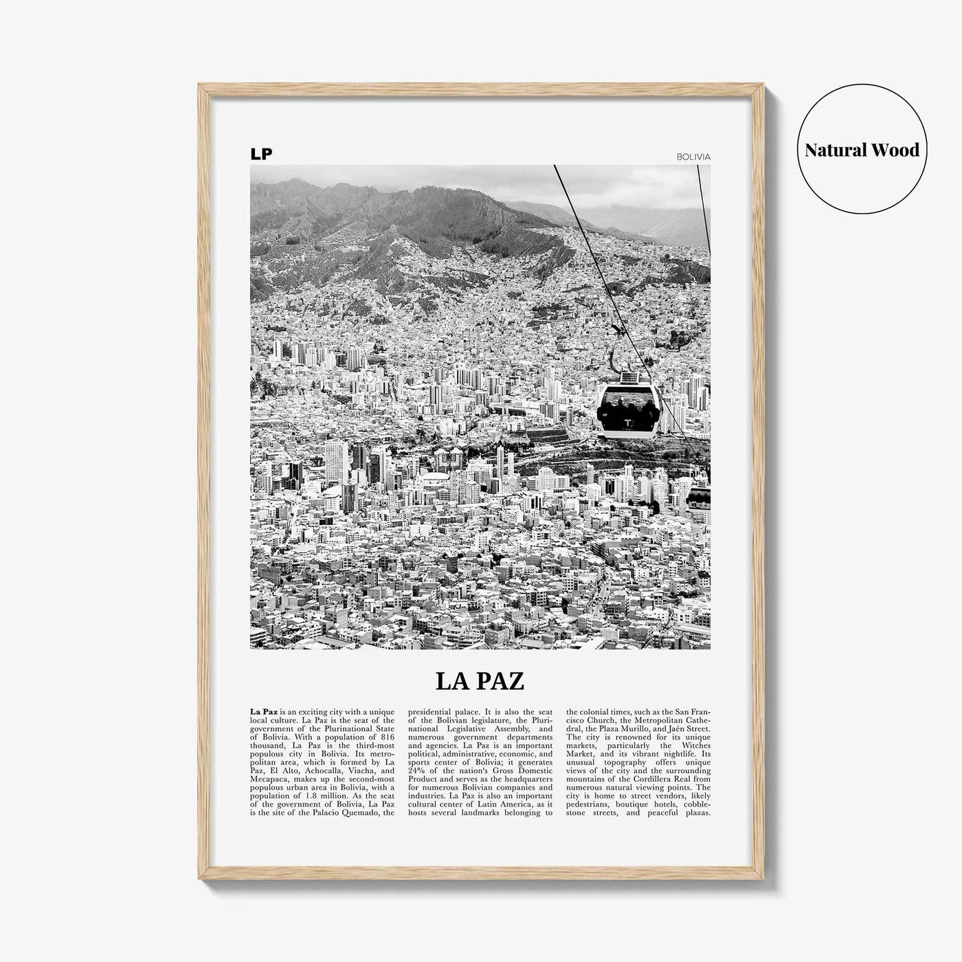 La Paz Print Black and White, La Paz Wall Art, La Paz Poster, La Paz Photo, La Paz Decor, Bolivia, Nuestra Señora de La Paz, South America