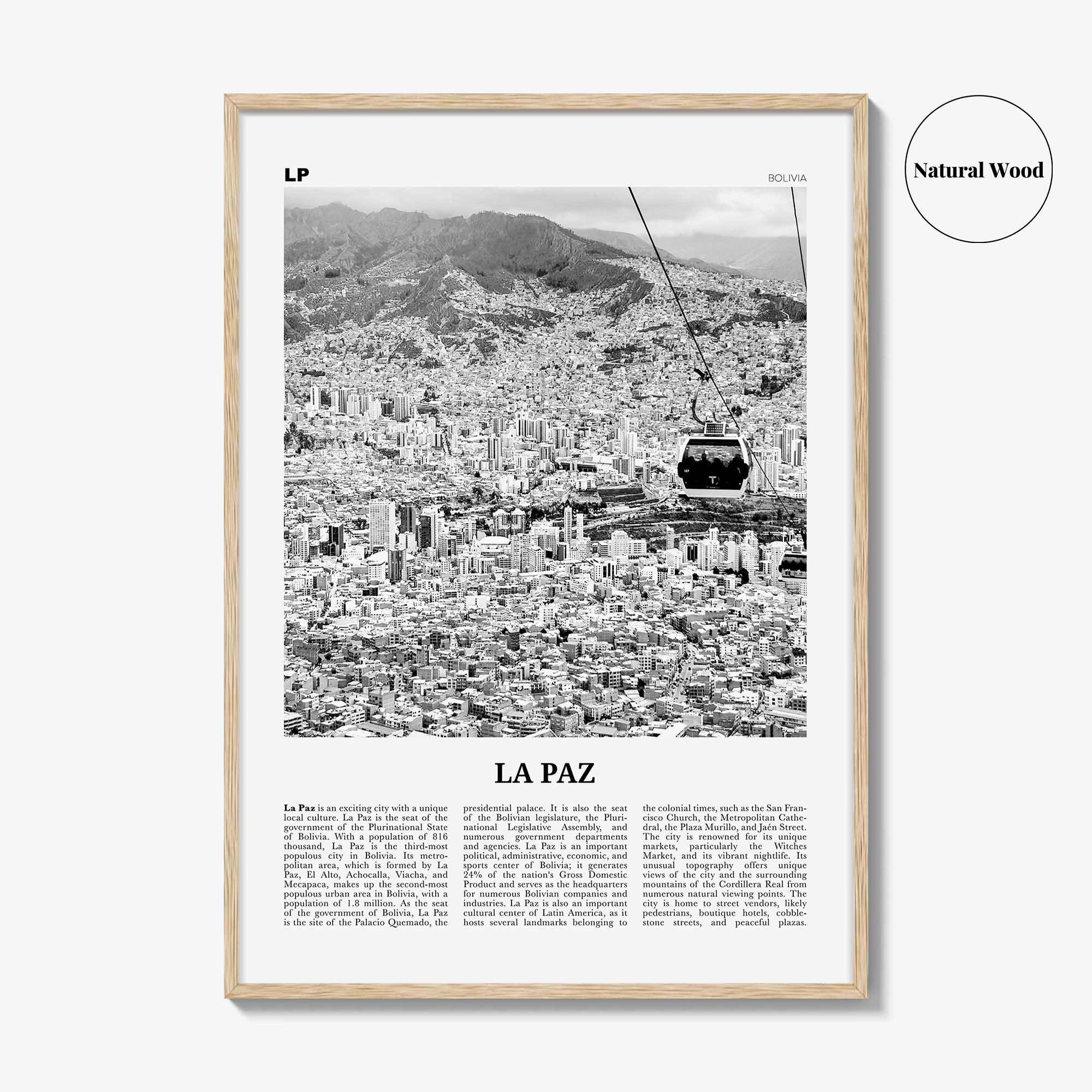 La Paz Print Black and White, La Paz Wall Art, La Paz Poster, La Paz Photo, La Paz Decor, Bolivia, Nuestra Señora de La Paz, South America