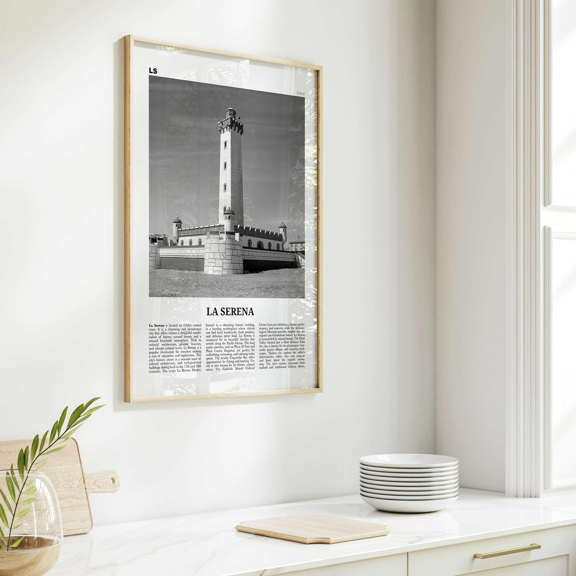 La Serena Print Black and White, La Serena Wall Art, La Serena Poster, La Serena Photo, La Serena Wall Décor, La Serena Map, Chile