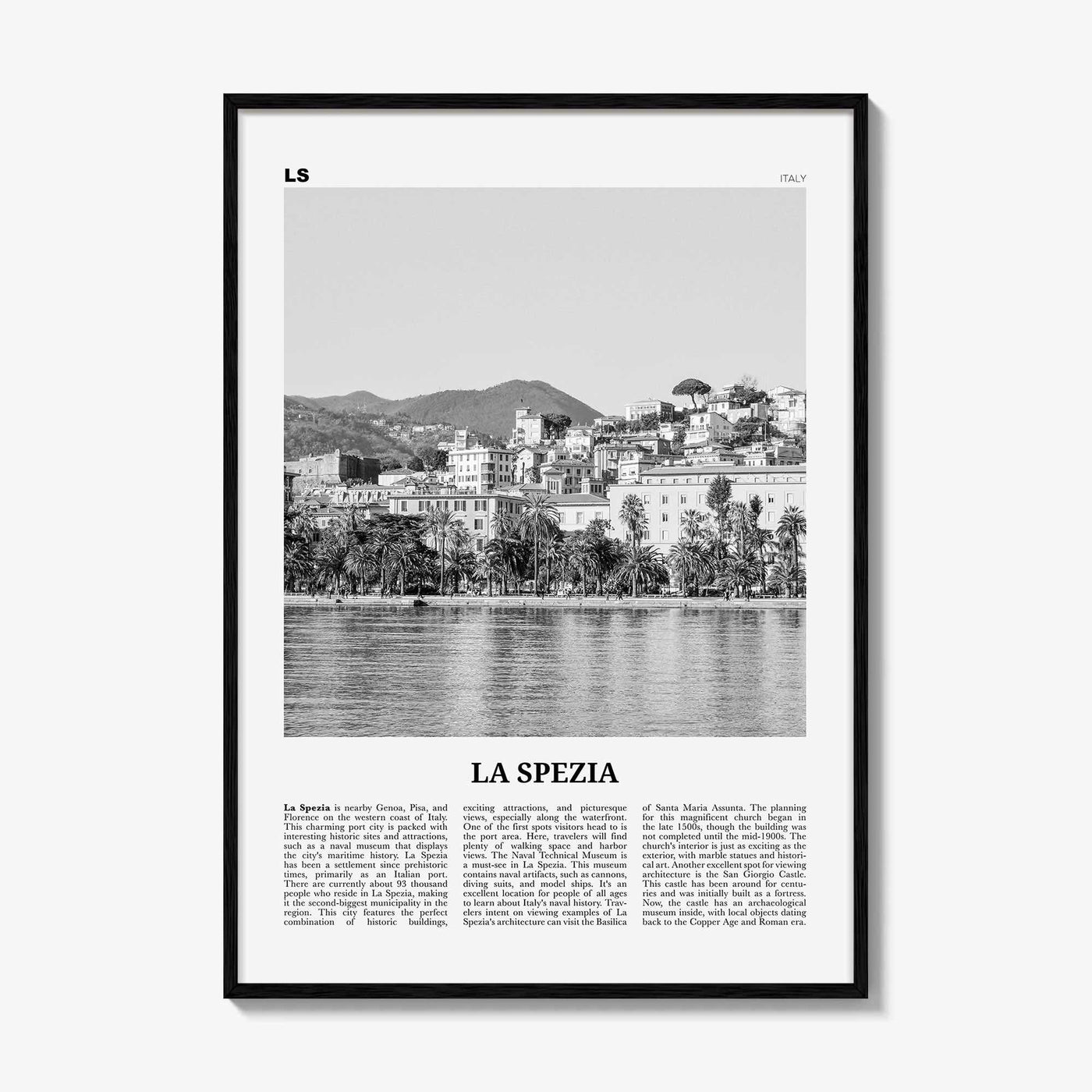 La Spezia Print Black and White, La Spezia Wall Art, La Spezia Poster, La Spezia Photo, La Spezia Wall Décor, La Spezia Map, Italy