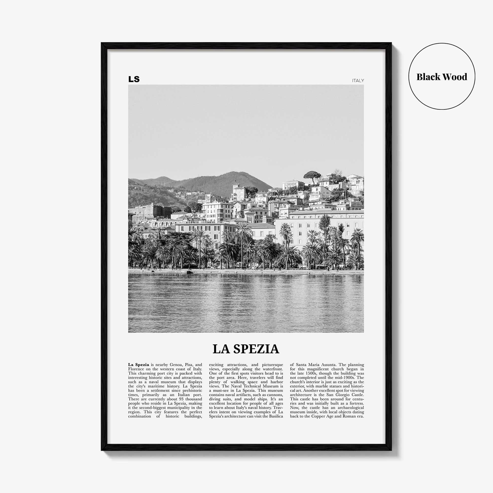 La Spezia Print Black and White, La Spezia Wall Art, La Spezia Poster, La Spezia Photo, La Spezia Wall Décor, La Spezia Map, Italy